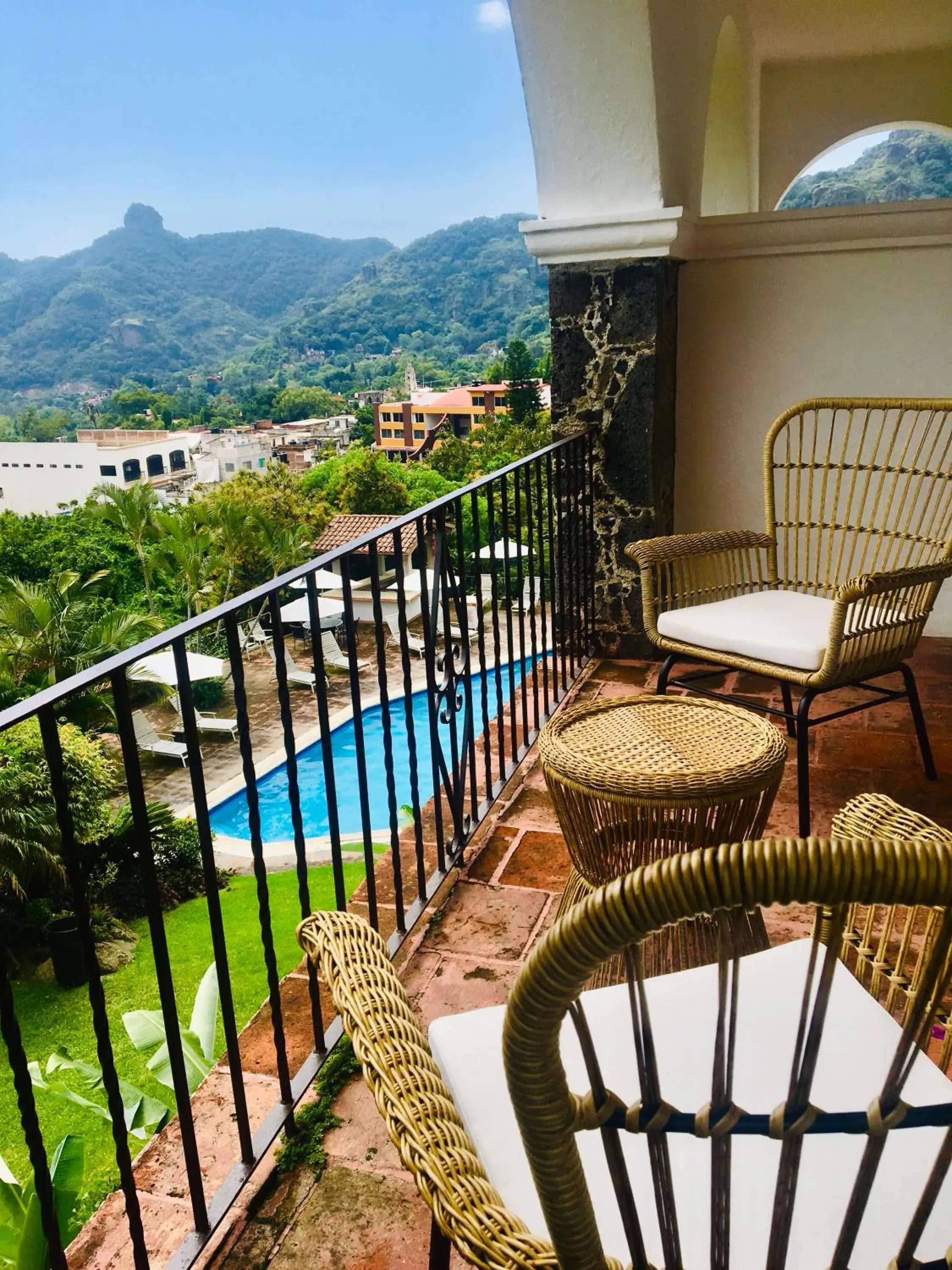View (from property/room), Balcony/Terrace in Posada del Tepozteco