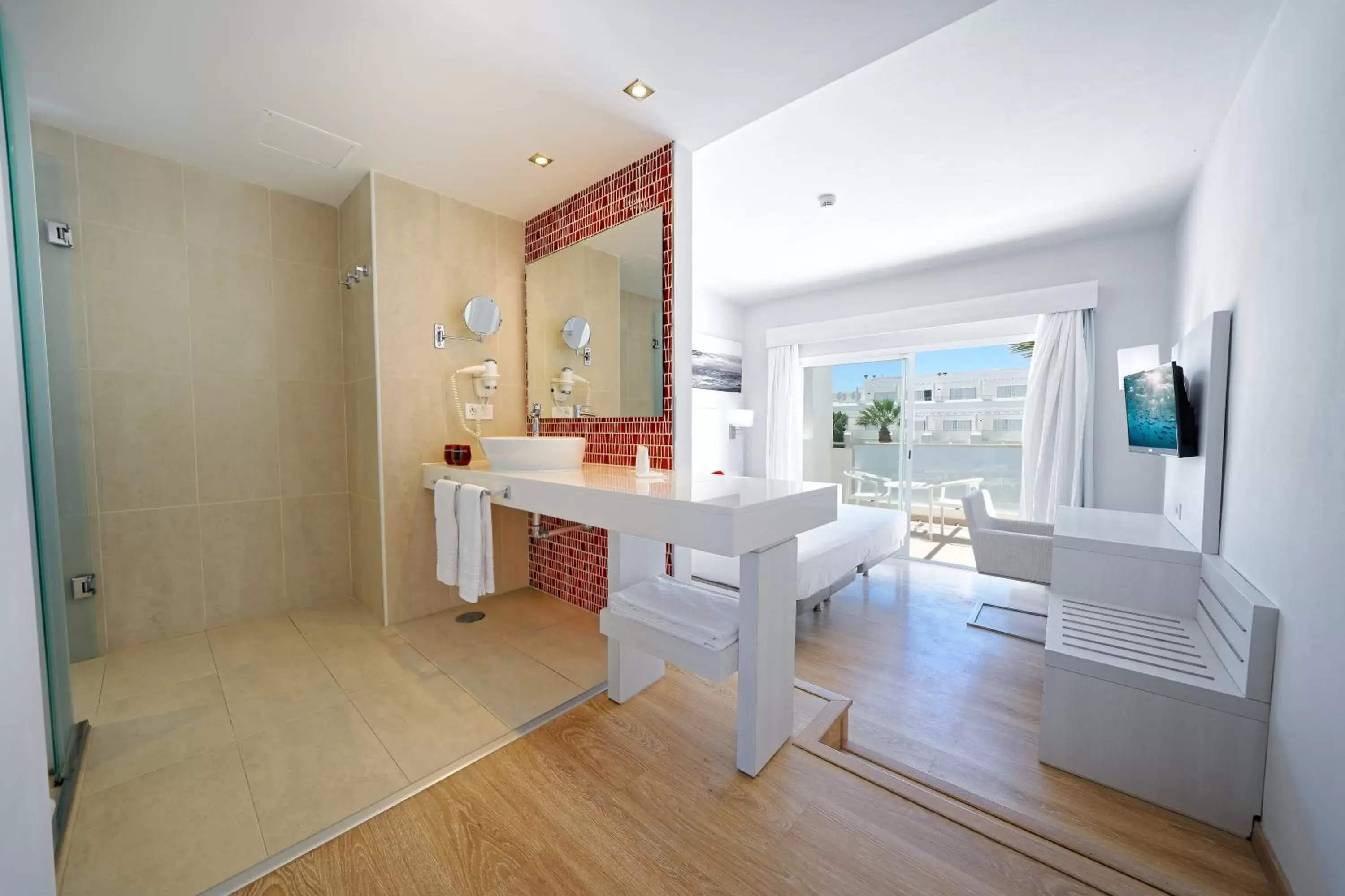 Bathroom, Dining Area in Aequora Lanzarote Suites