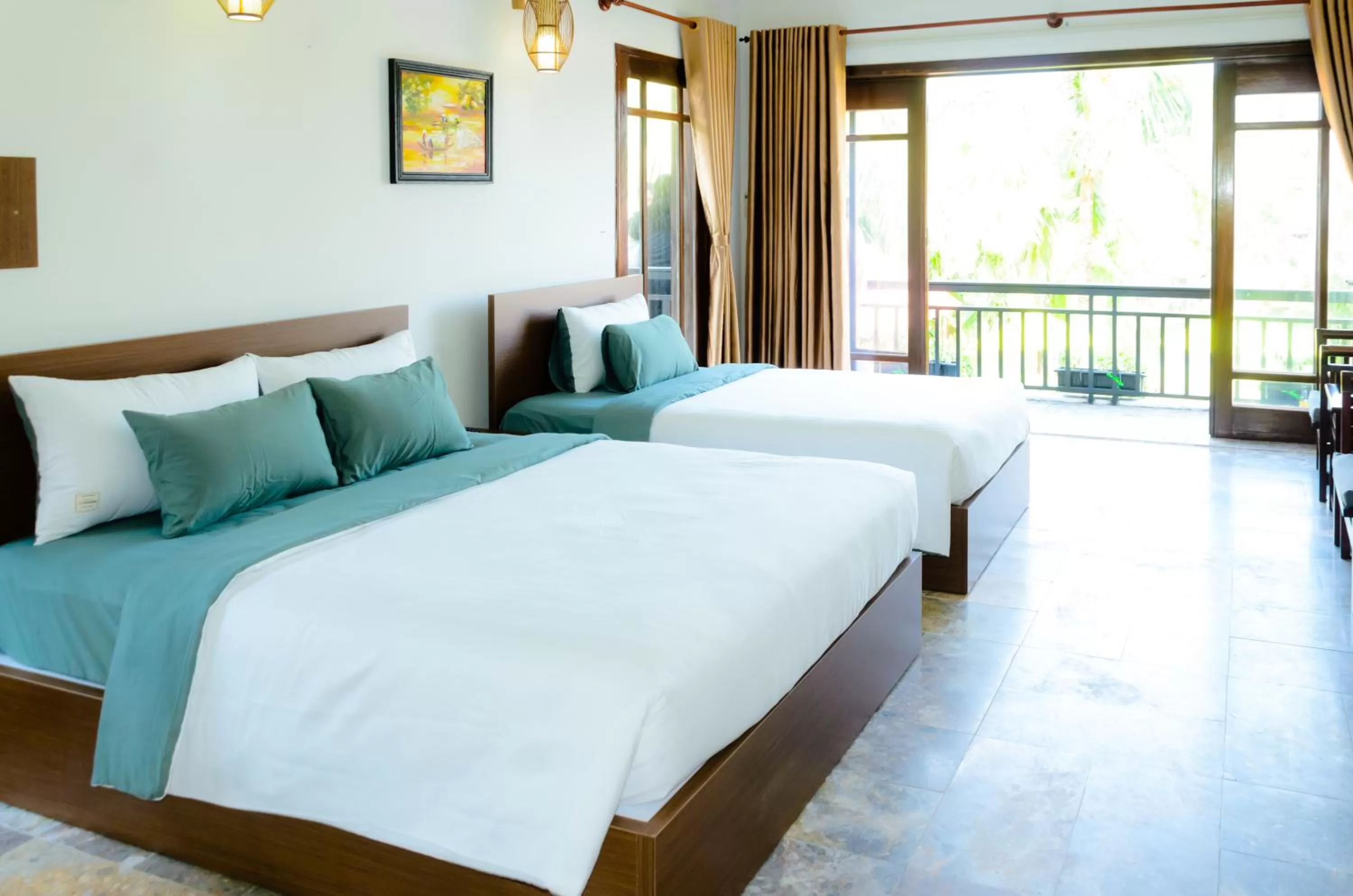 Bed in Riverside Bamboo Resort Hoi An