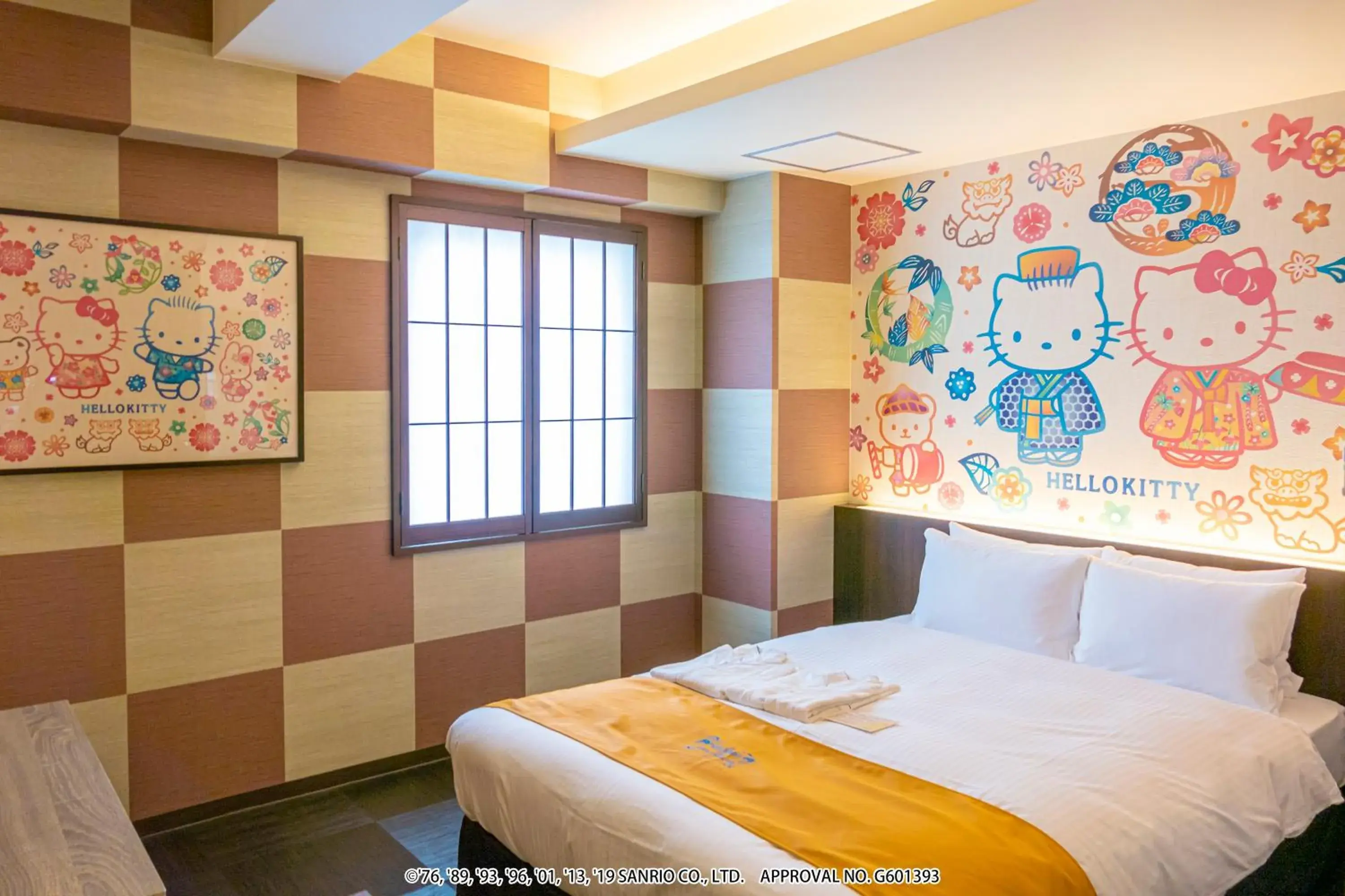 Bed in Hotel Okinawa With Sanrio Characters