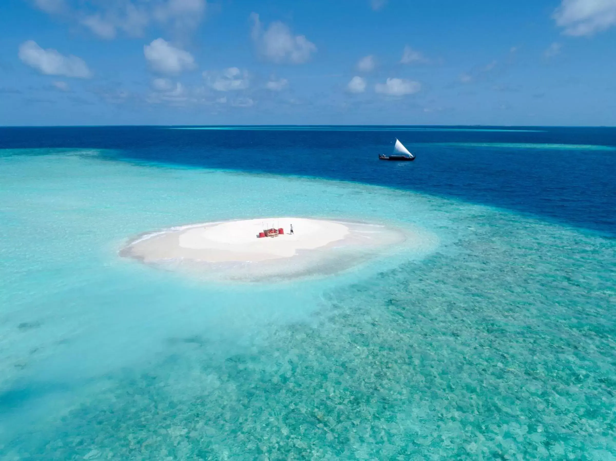 Beach, Bird's-eye View in Baros Maldives