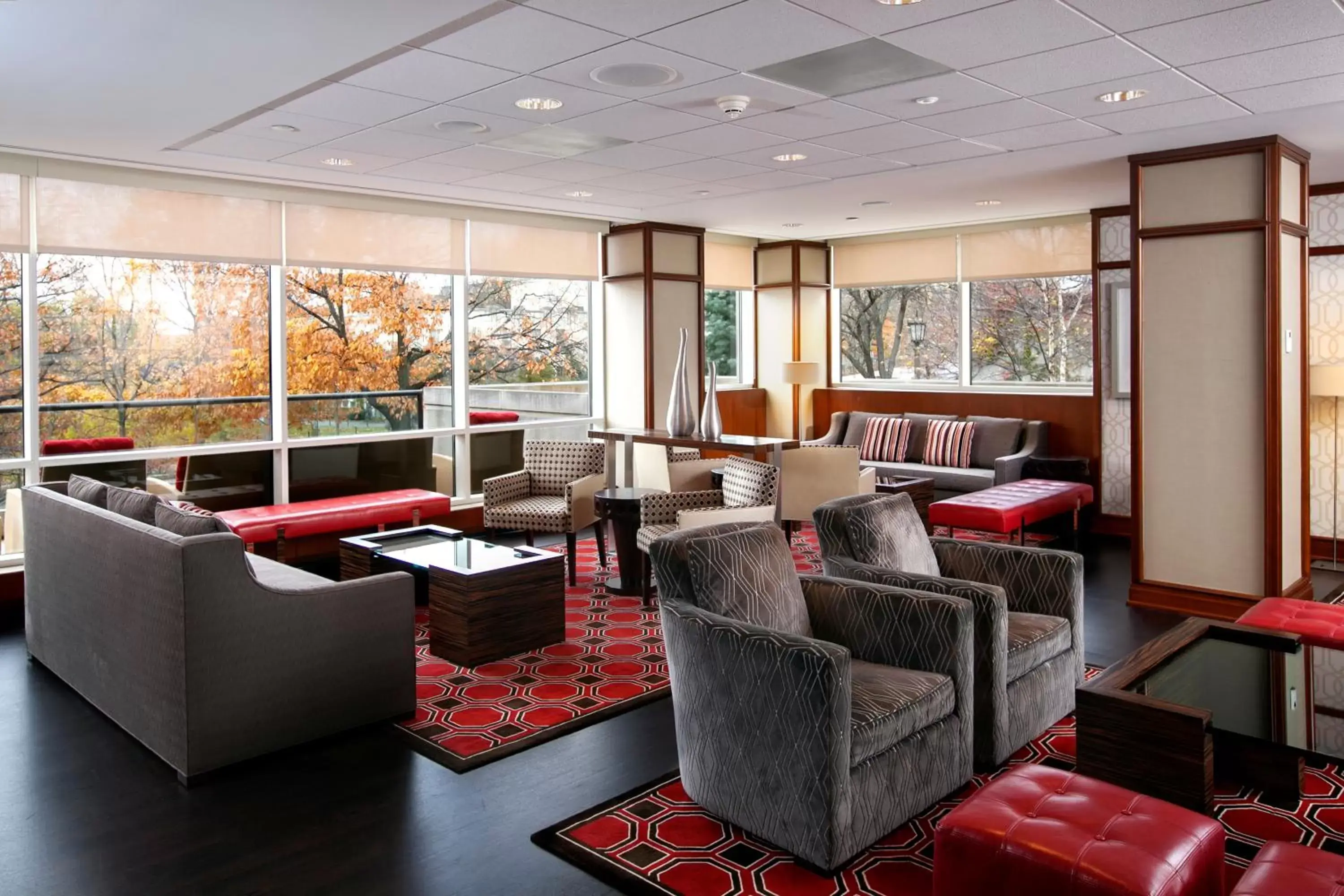 Communal lounge/ TV room in The Statler Hotel at Cornell University