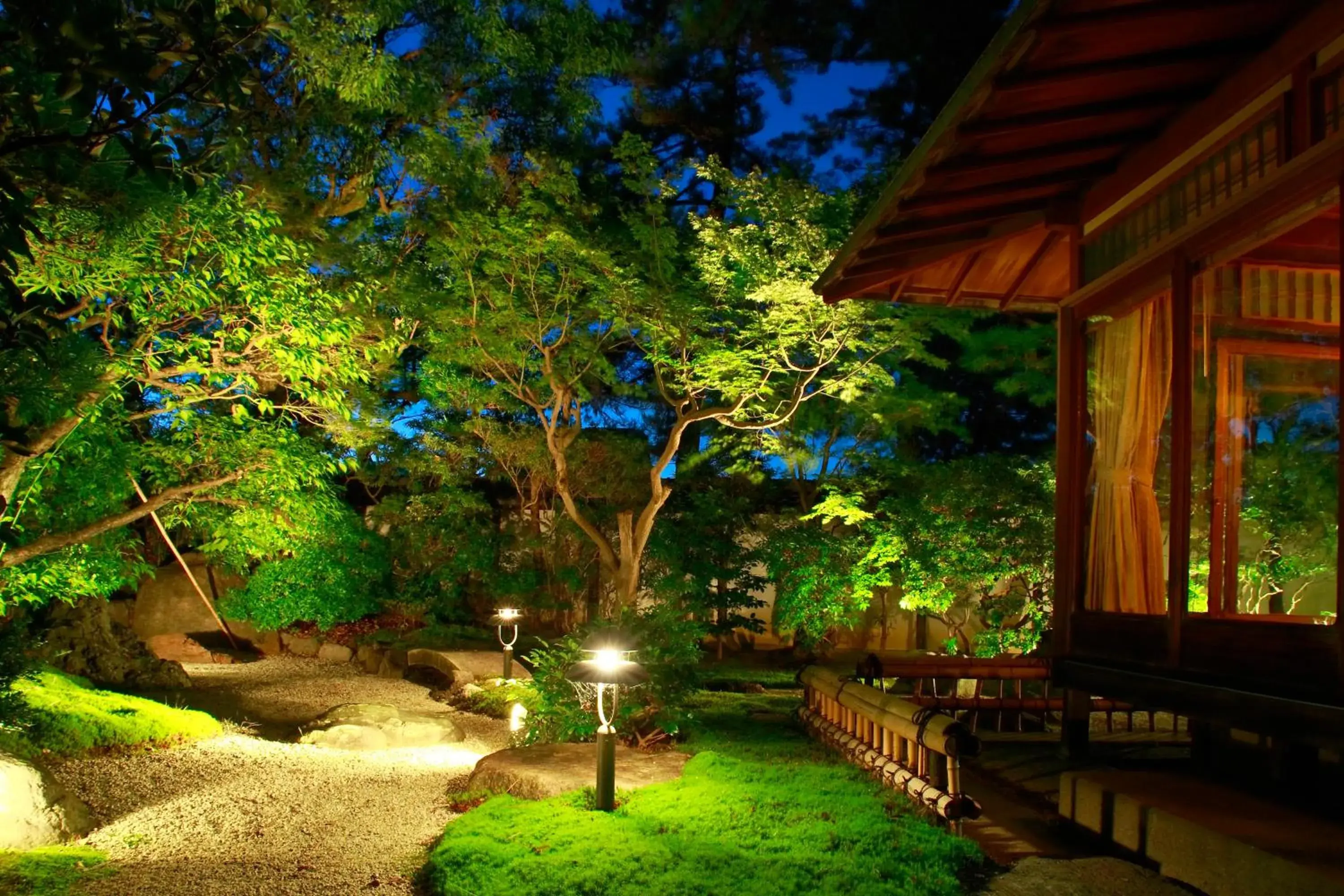 Night, Garden in Kyoto Nanzenji Ryokan Yachiyo