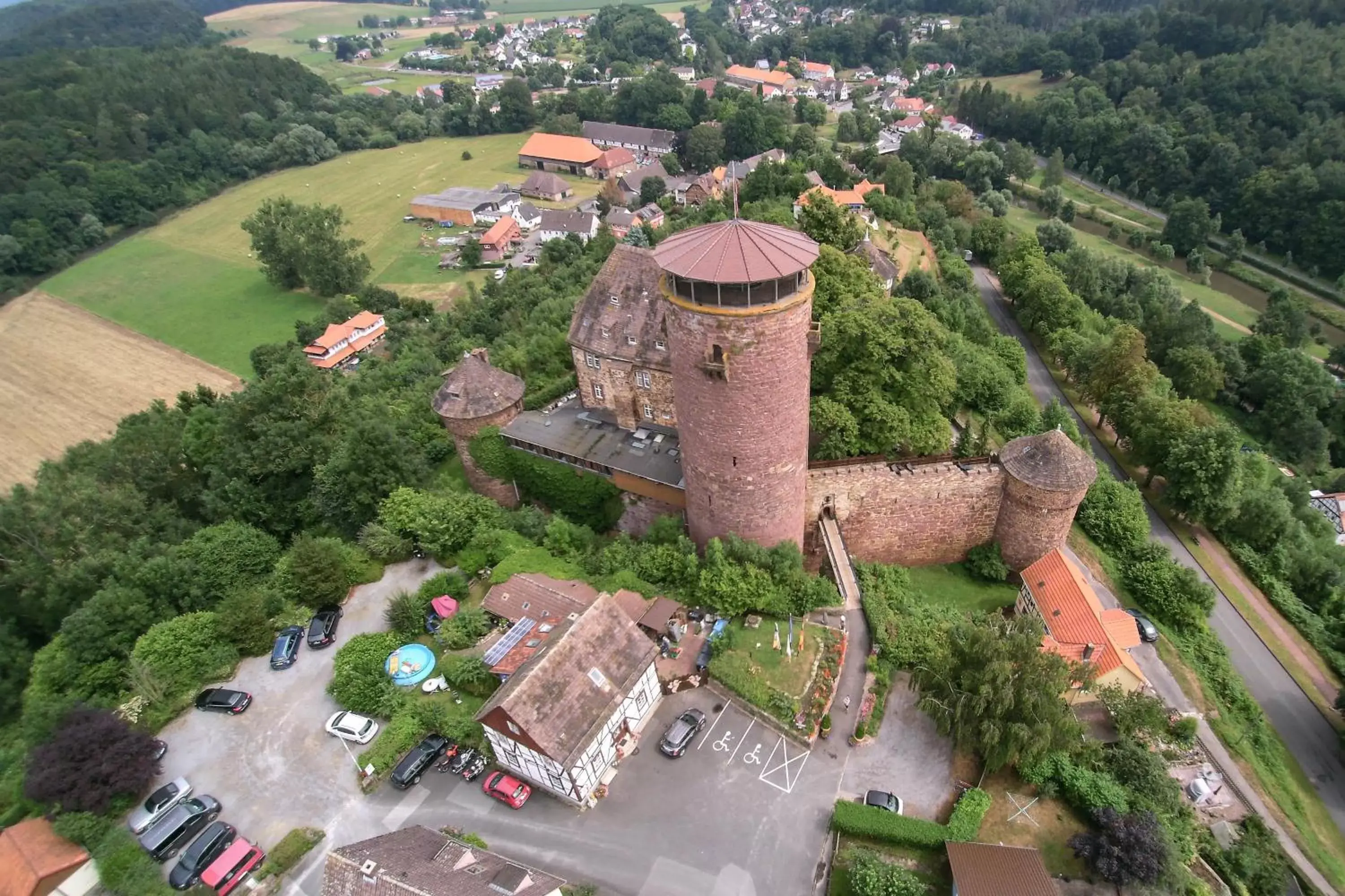 Bird's eye view, Bird's-eye View in Hotel Burg Trendelburg