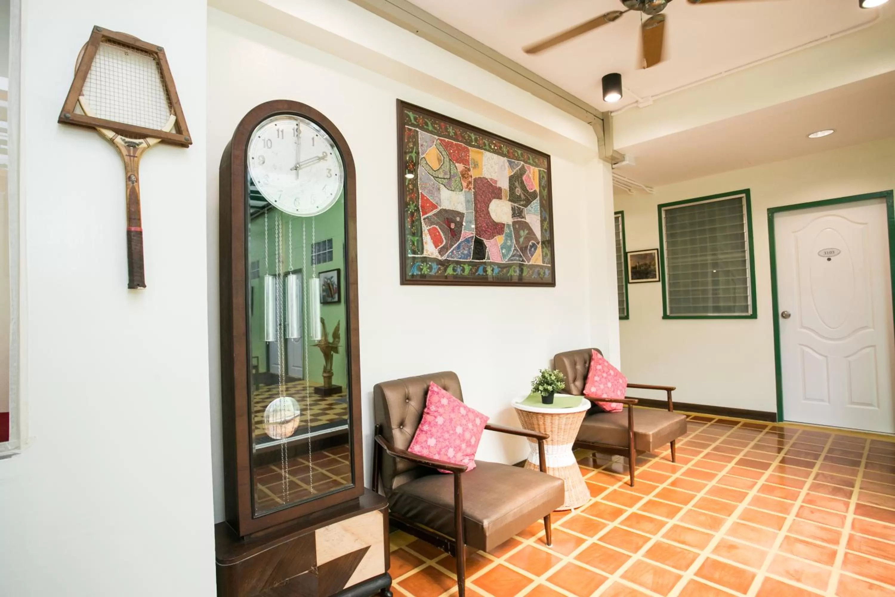 Seating area in Greenery Hostel