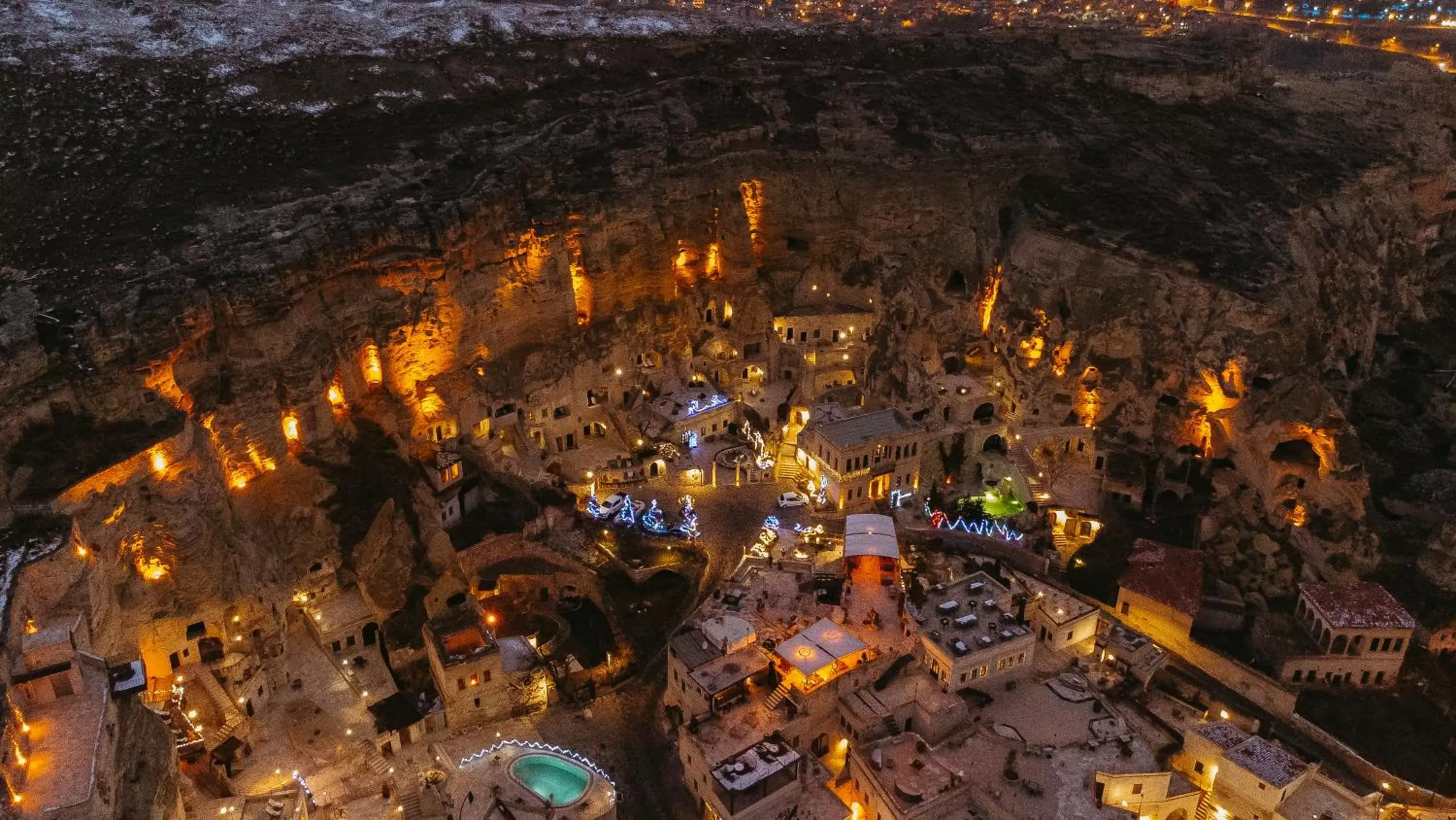 Night, Bird's-eye View in Yunak Evleri Cappadocia