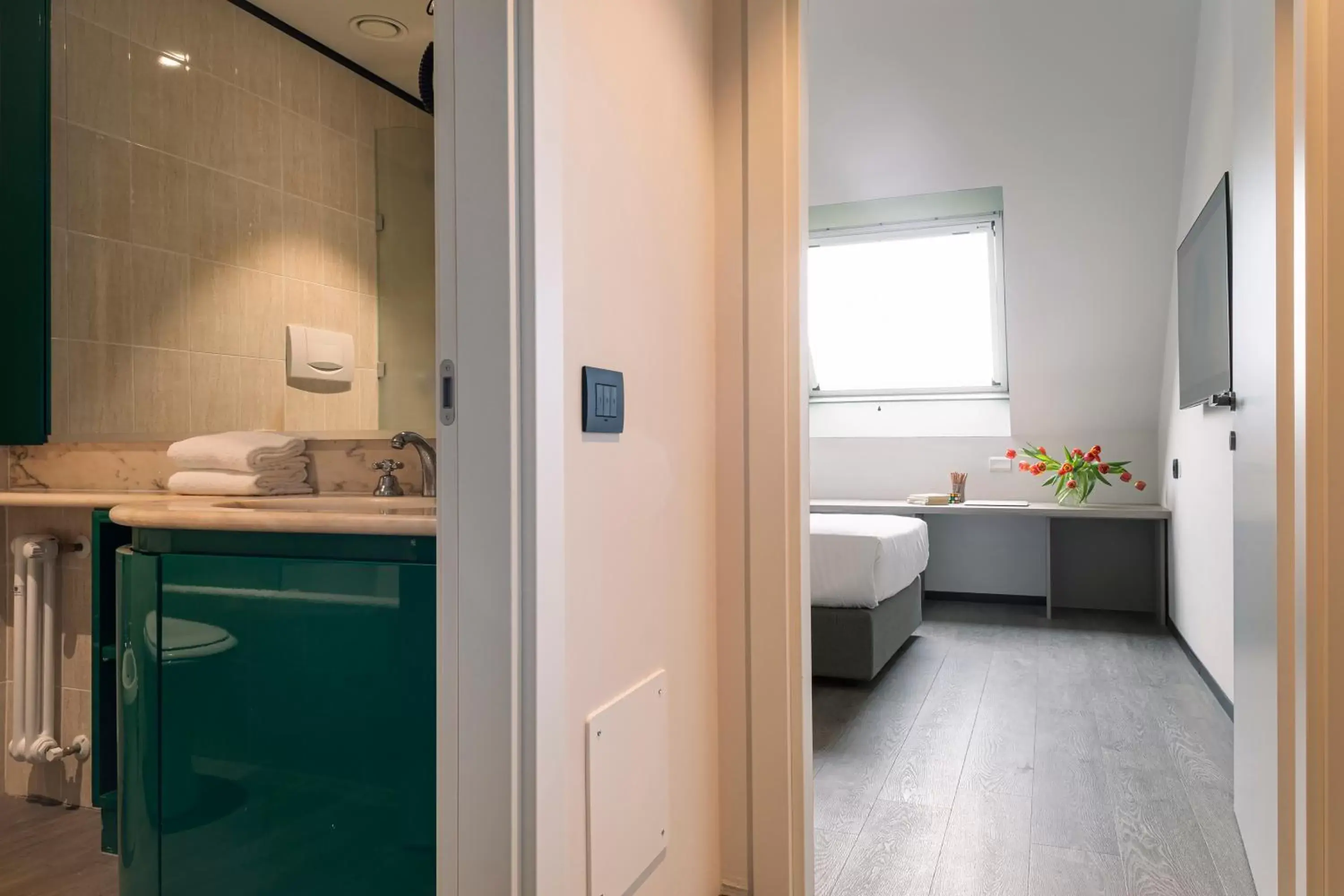 Bedroom, Bathroom in Quark Hotel Milano