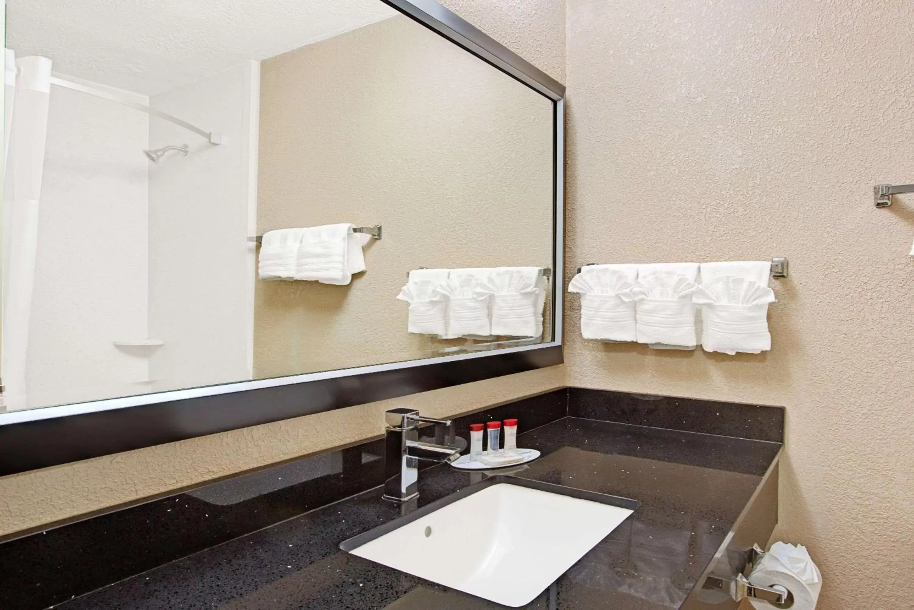 Photo of the whole room, Bathroom in Ramada Plaza by Wyndham Charlotte South End Airport