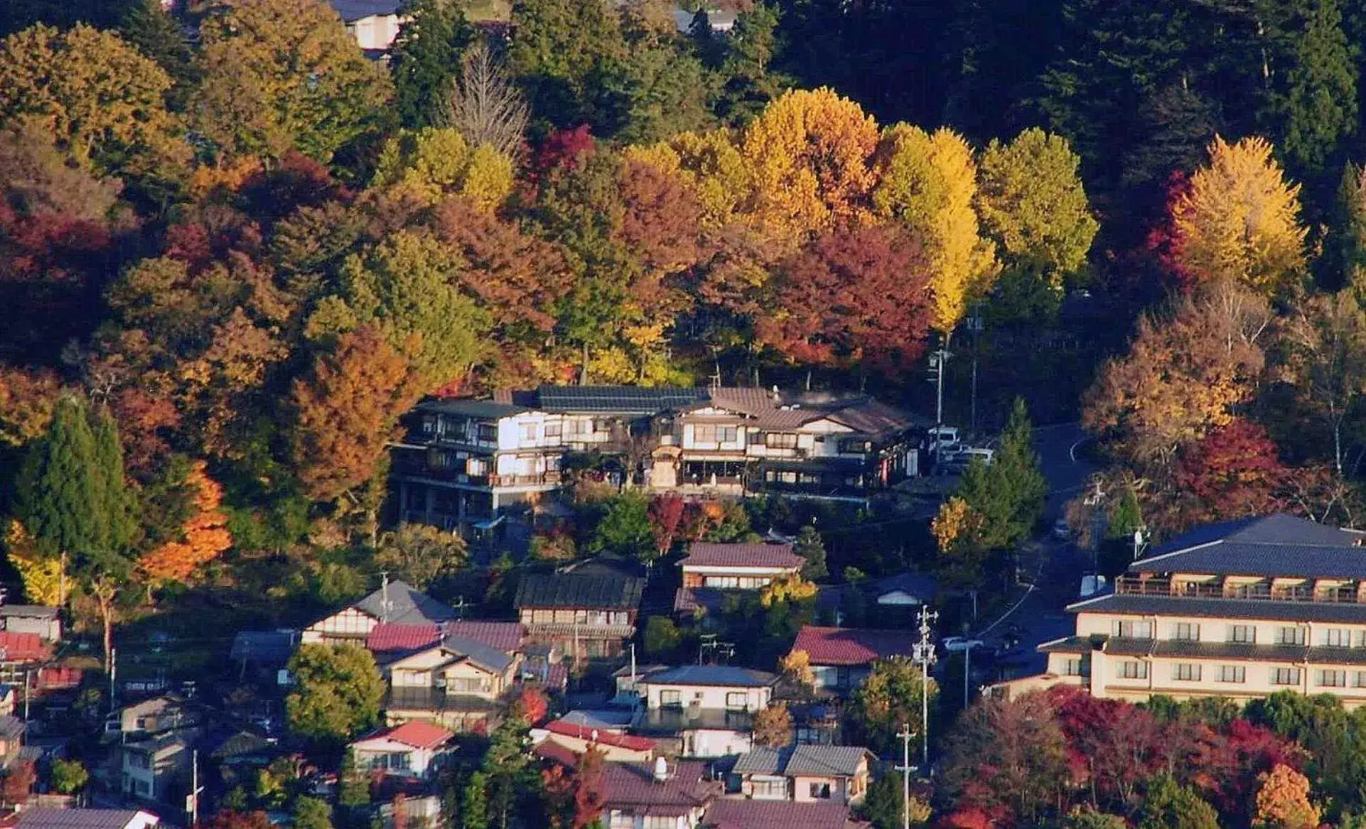 Facade/entrance, Bird's-eye View in Futarishizuka Hakuun Hotel