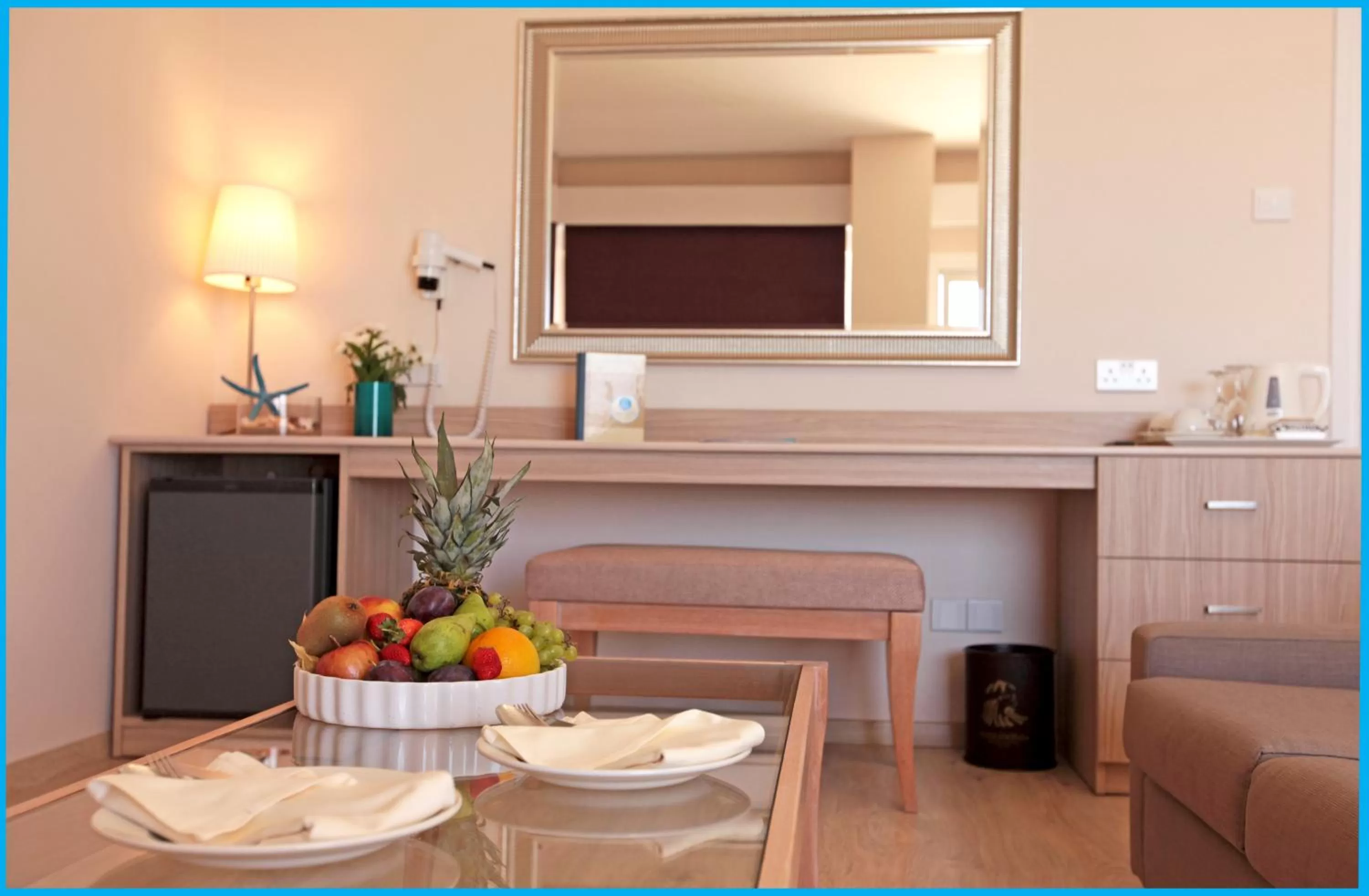 Bed in Poseidonia Beach Hotel