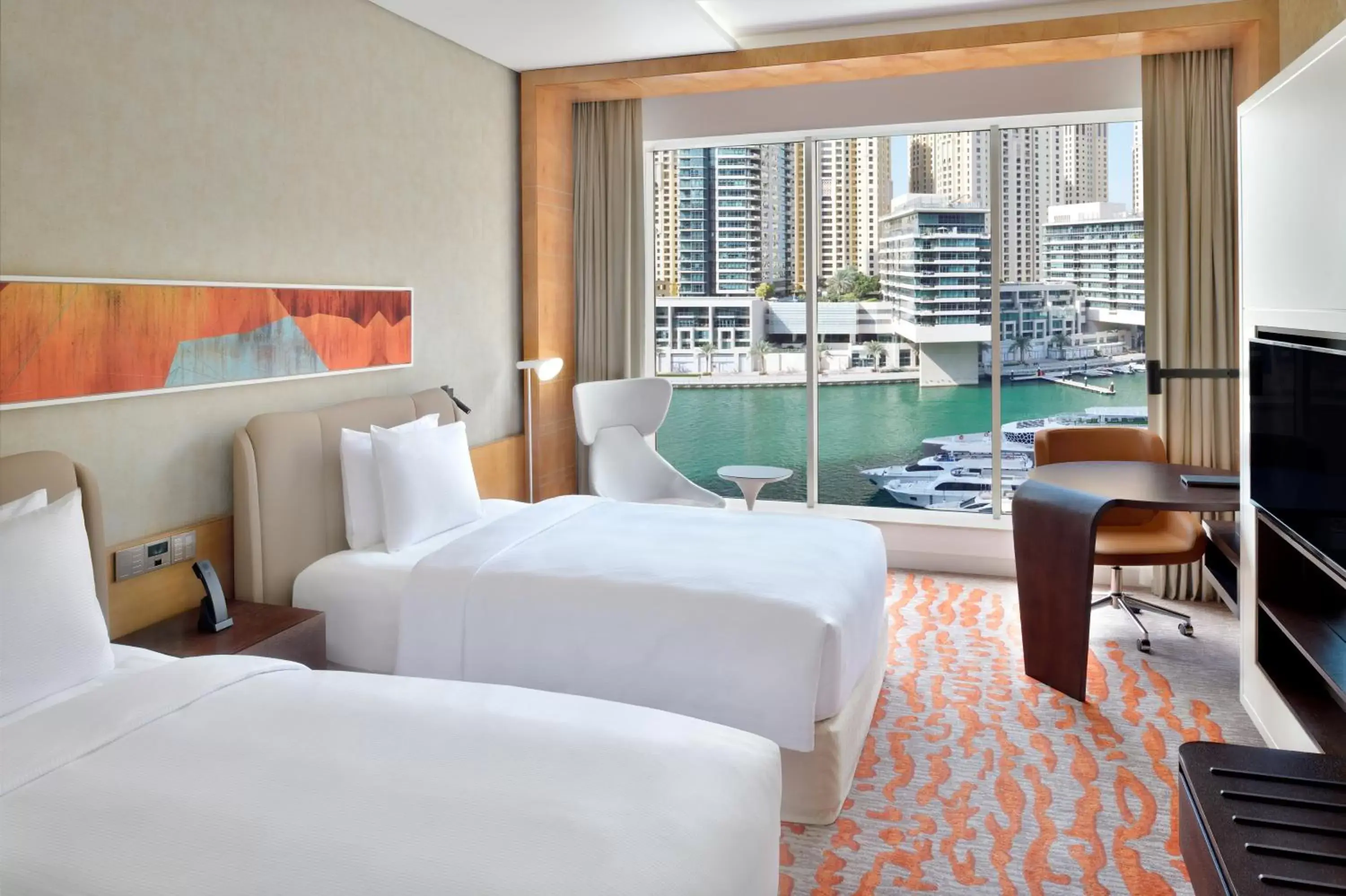 View (from property/room), Bed in Crowne Plaza Dubai Marina, an IHG Hotel