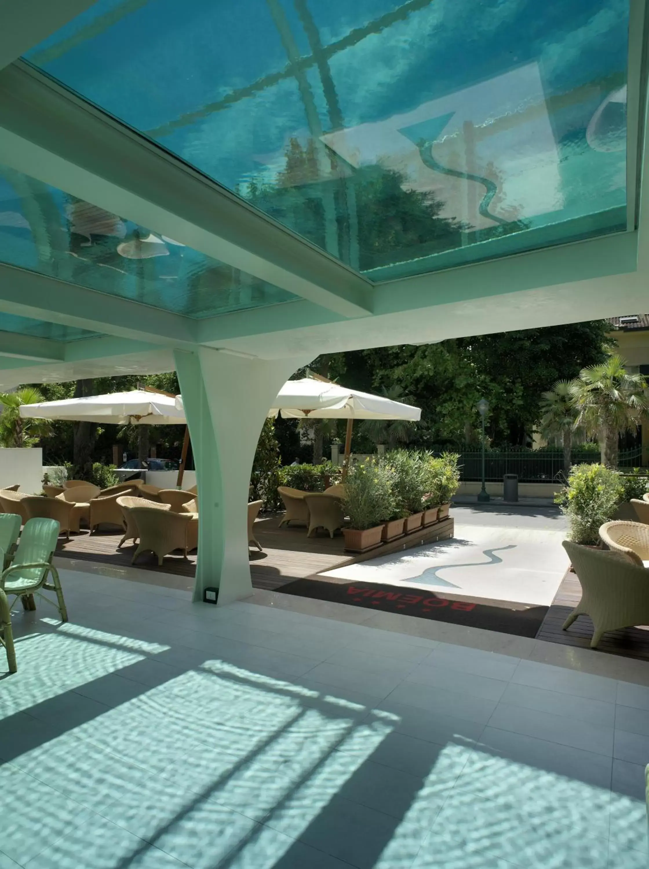 Balcony/Terrace, Swimming Pool in Hotel Boemia