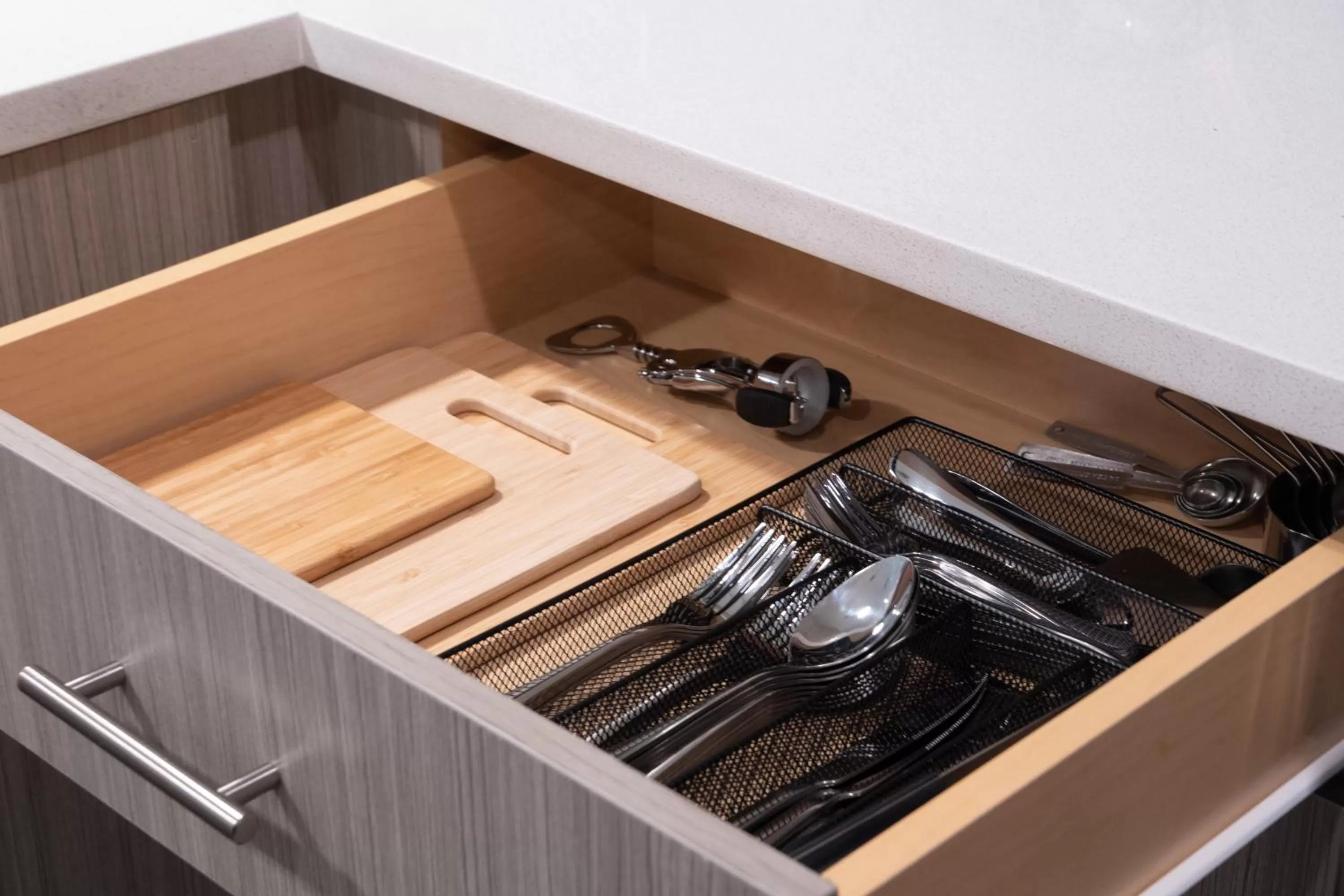 Kitchen or kitchenette in Luxury Furnished Apartments by Hyatus Downtown at Yale