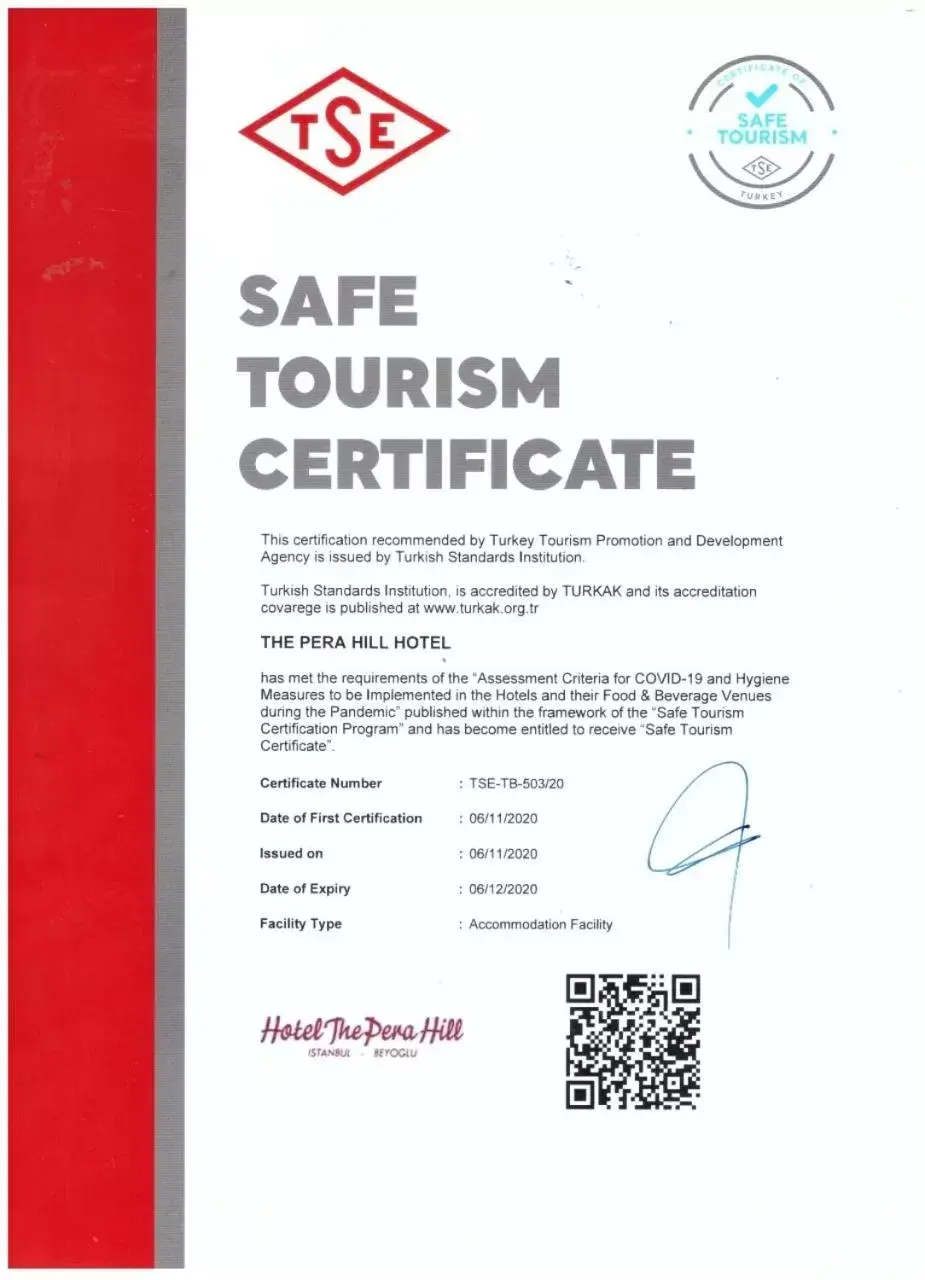 Logo/Certificate/Sign in Hotel The Pera Hill