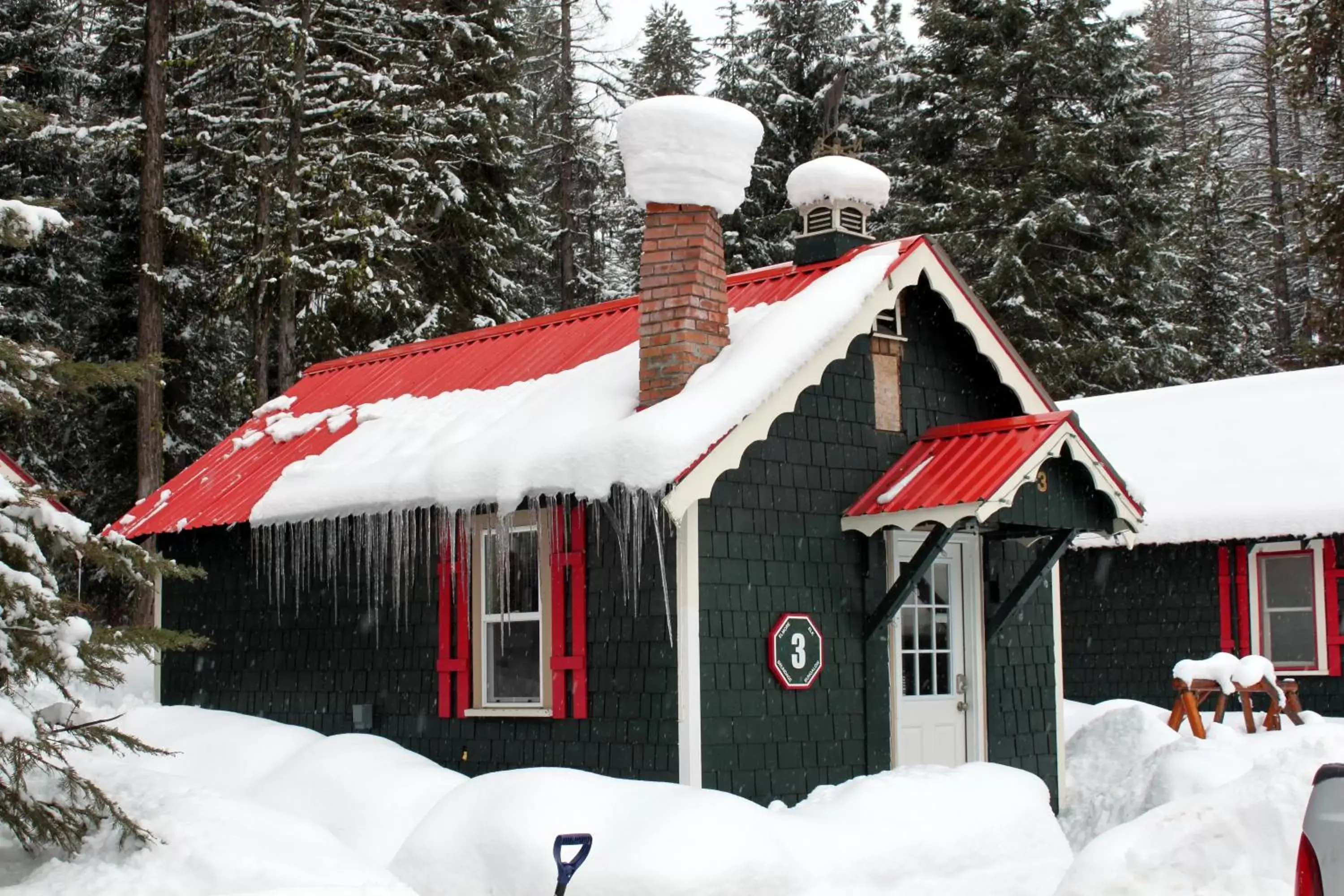 Property building, Winter in Brundage Bungalows