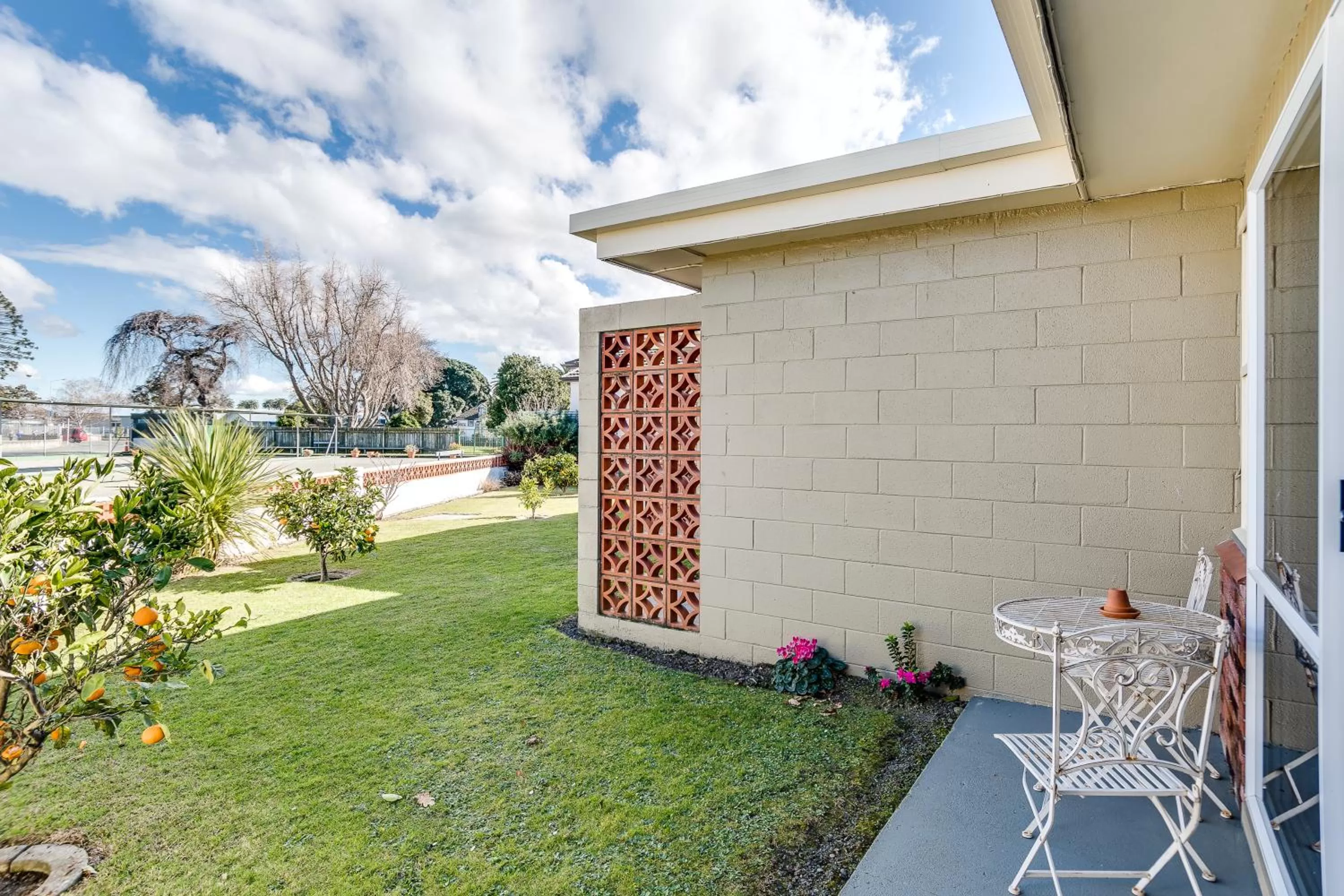 Patio in Gardner Court Motel