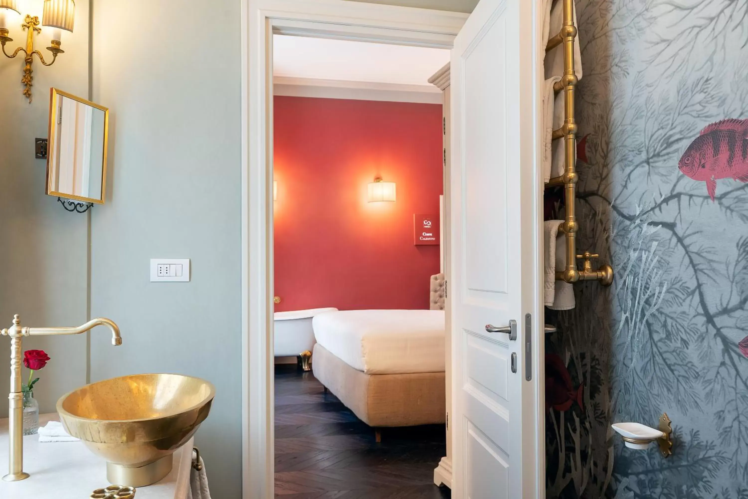Bedroom, Bathroom in Corte Calzaiuoli Elegant Suites