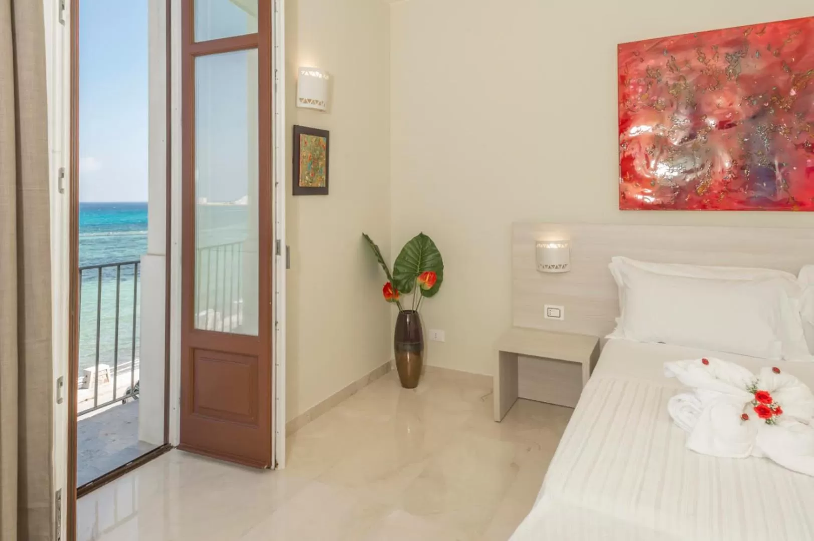 Bedroom, Bed in Central Gallery Rooms- Palazzo D'Ali' Staiti XIX