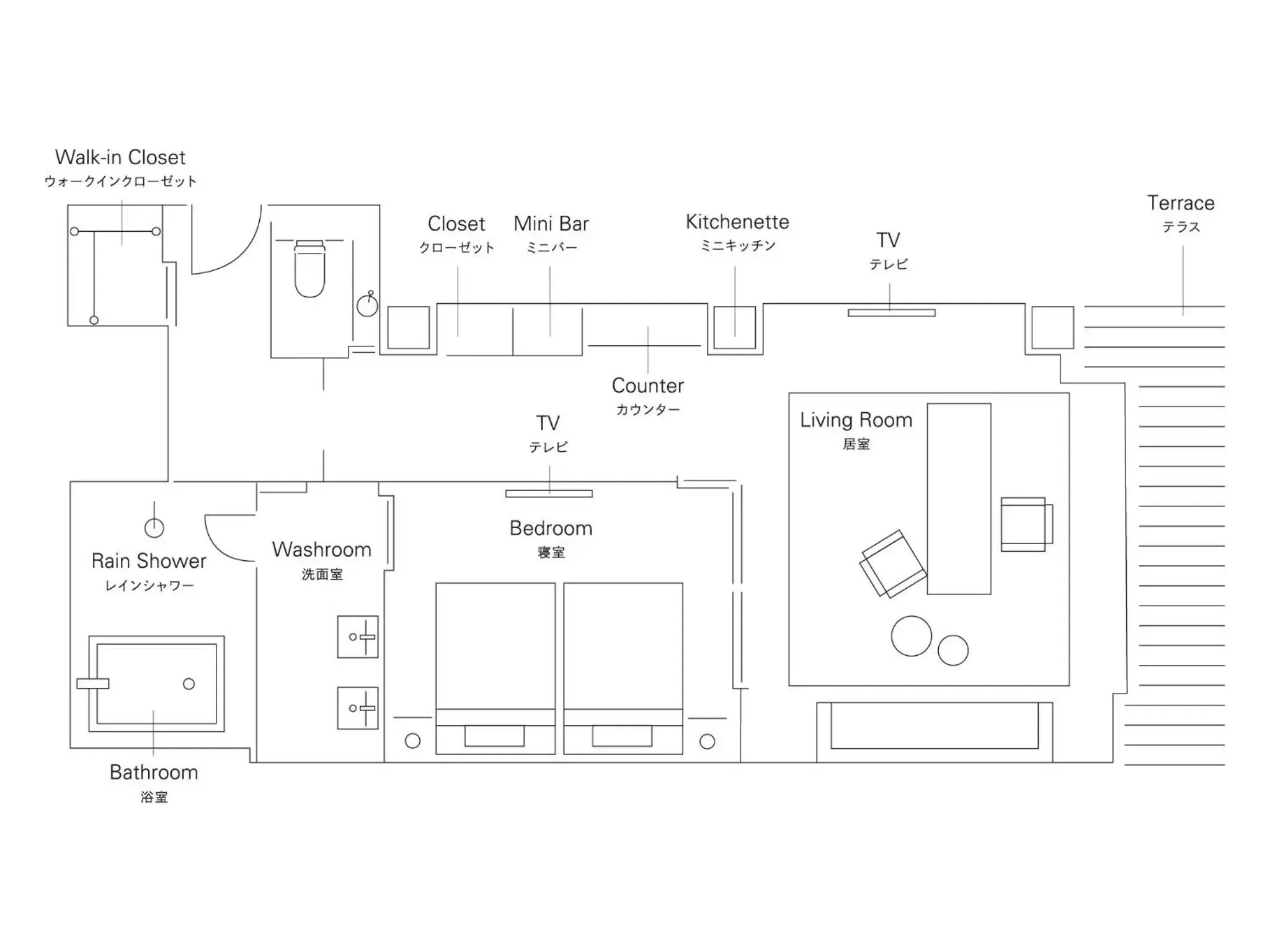 Terrace Suite Twin Room - single occupancy in The Thousand Kyoto