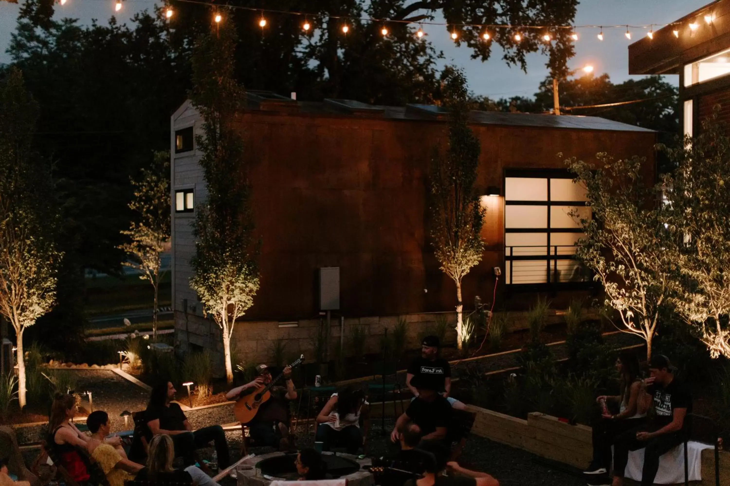 Inner courtyard view in Ironwood Grove, Tiny House Hotel