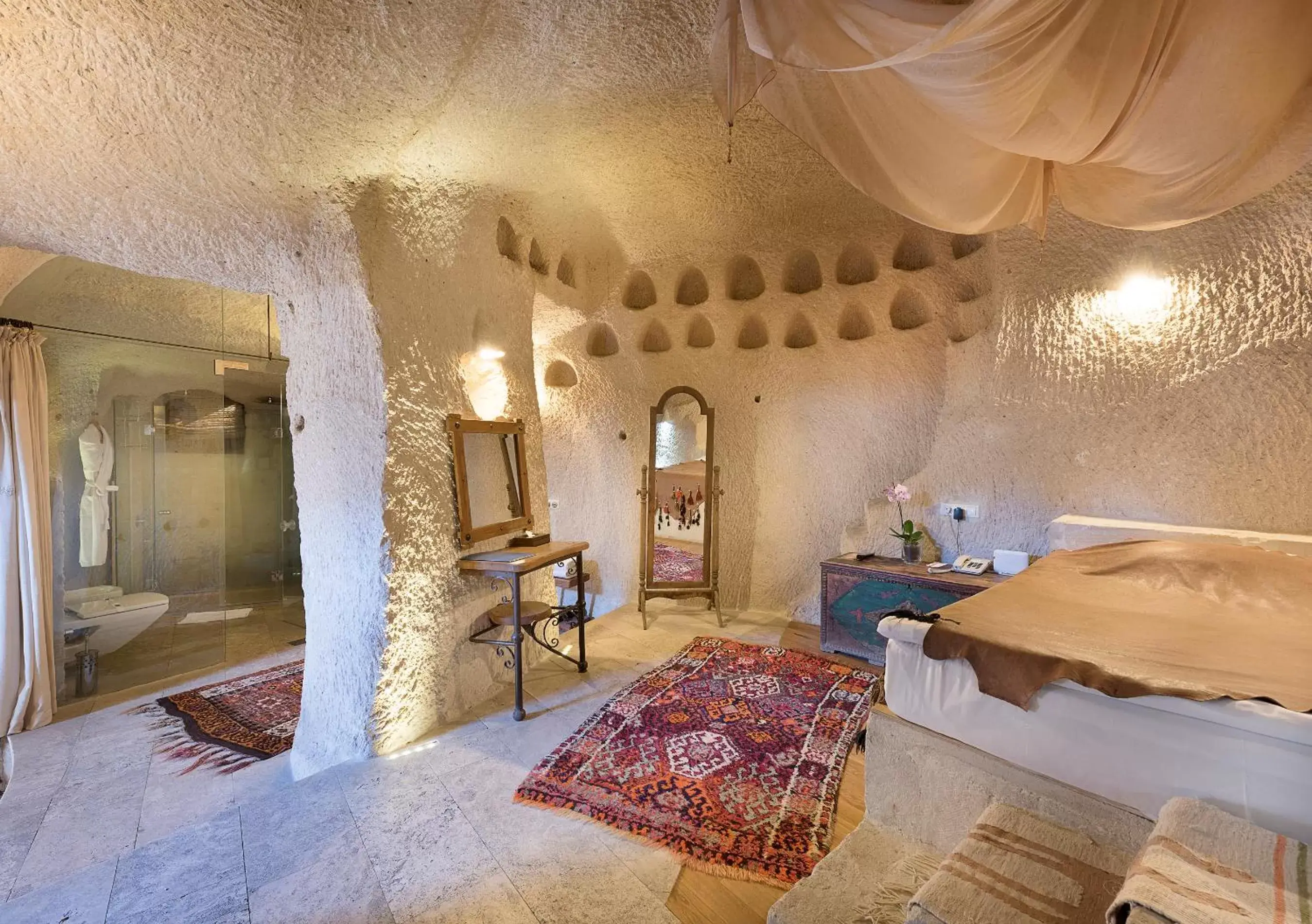 Bed in Anatolian Houses Cave Hotel & SPA