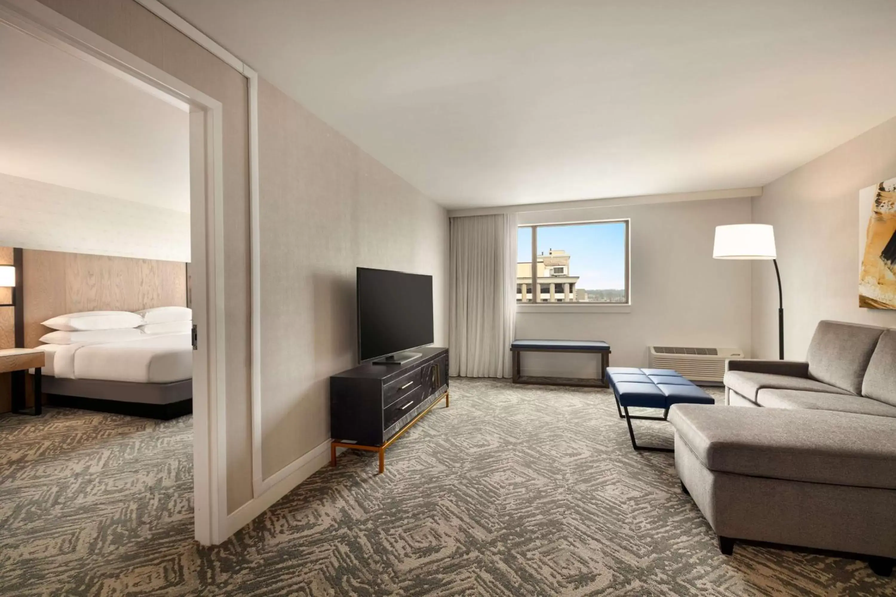 Living room, TV/Entertainment Center in DoubleTree by Hilton Canton Downtown