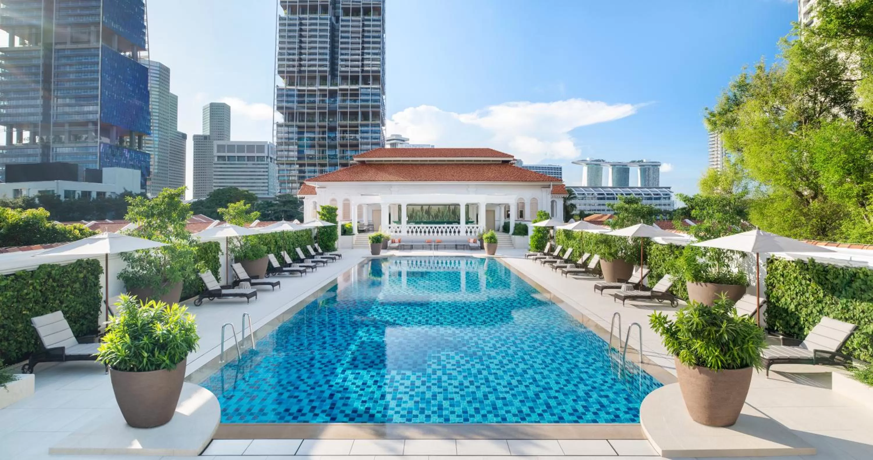 Pool view in Raffles Singapore