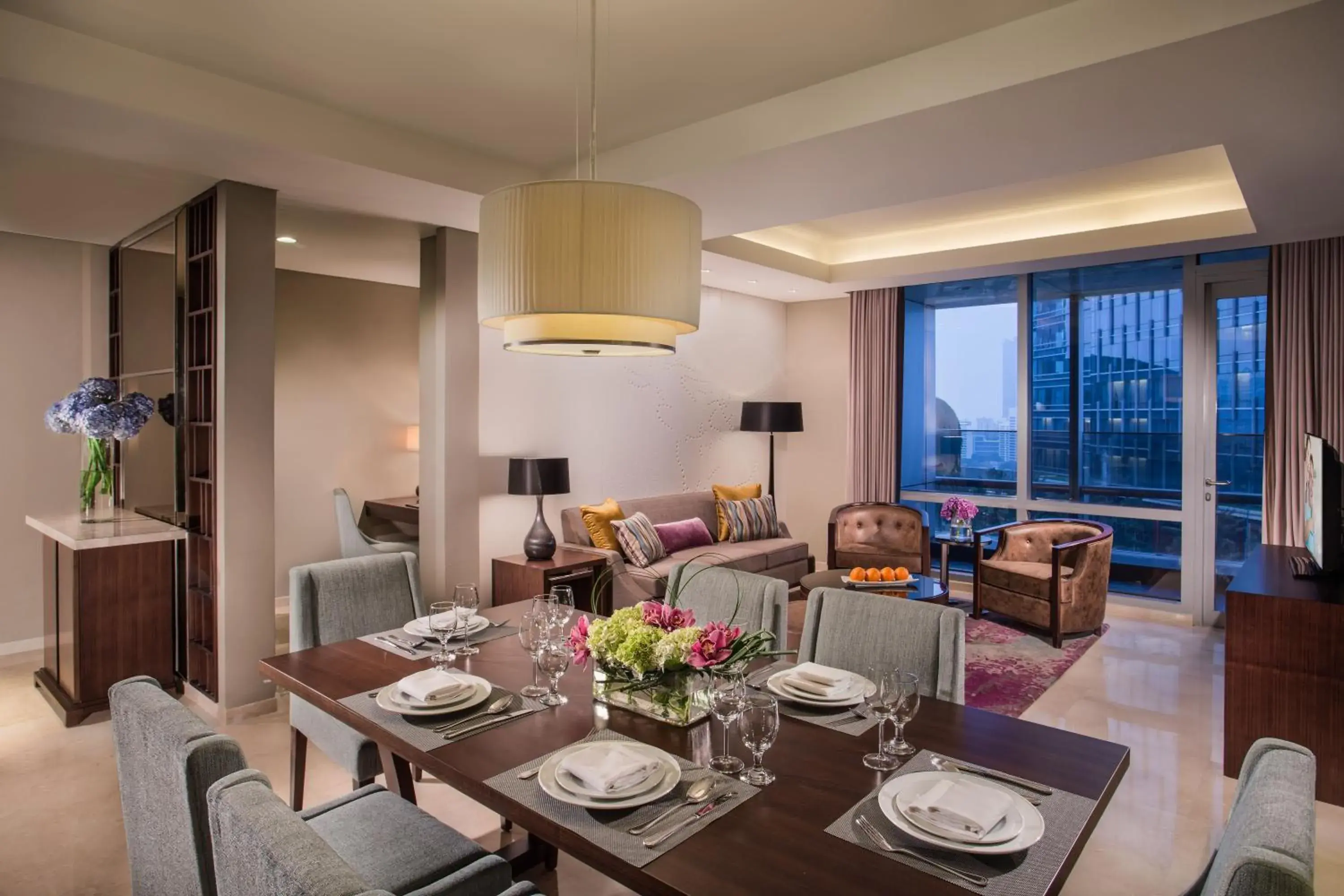 Living room, Dining Area in Ascott Kuningan Jakarta