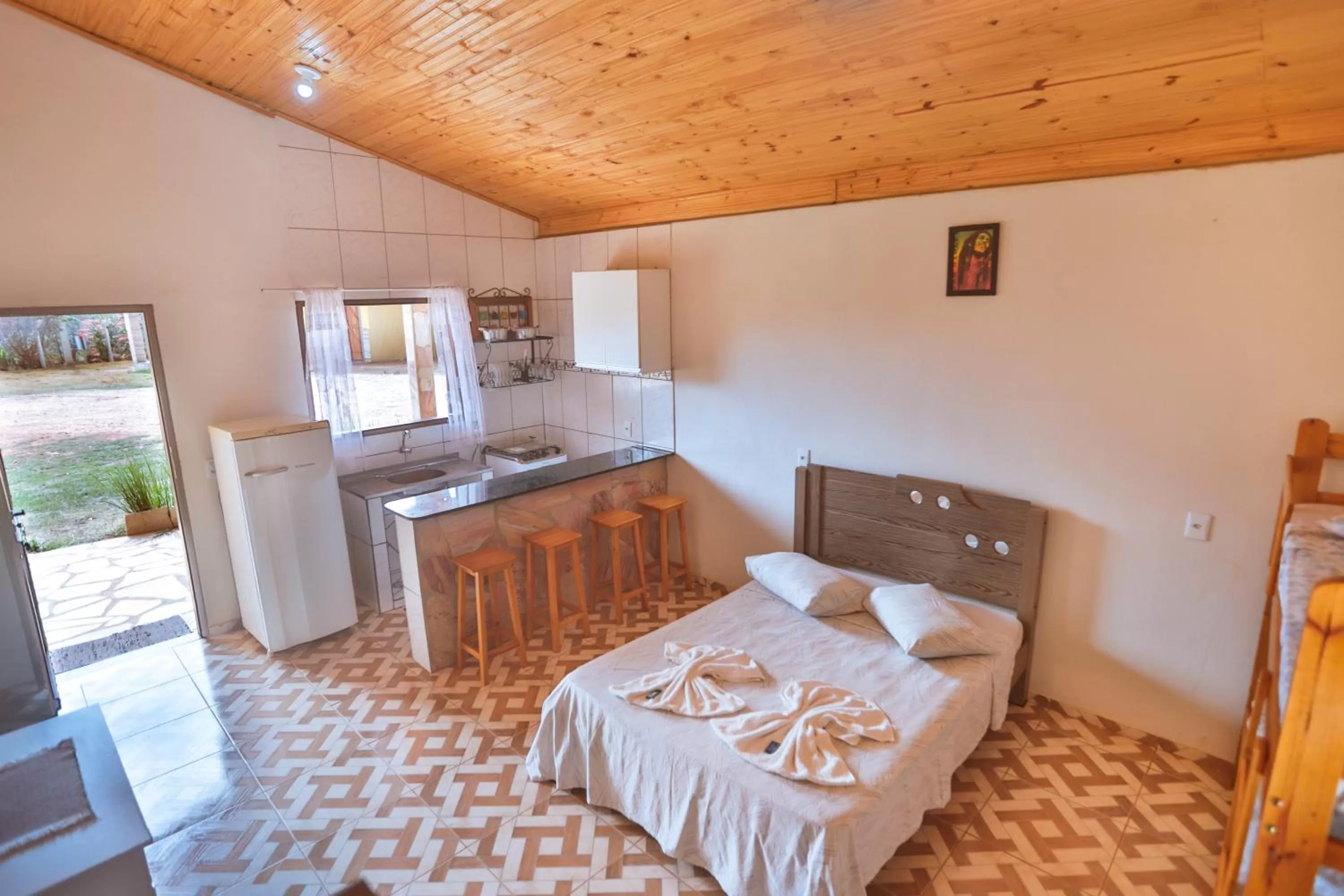 Bed in Pousada e Chales Por do Sol