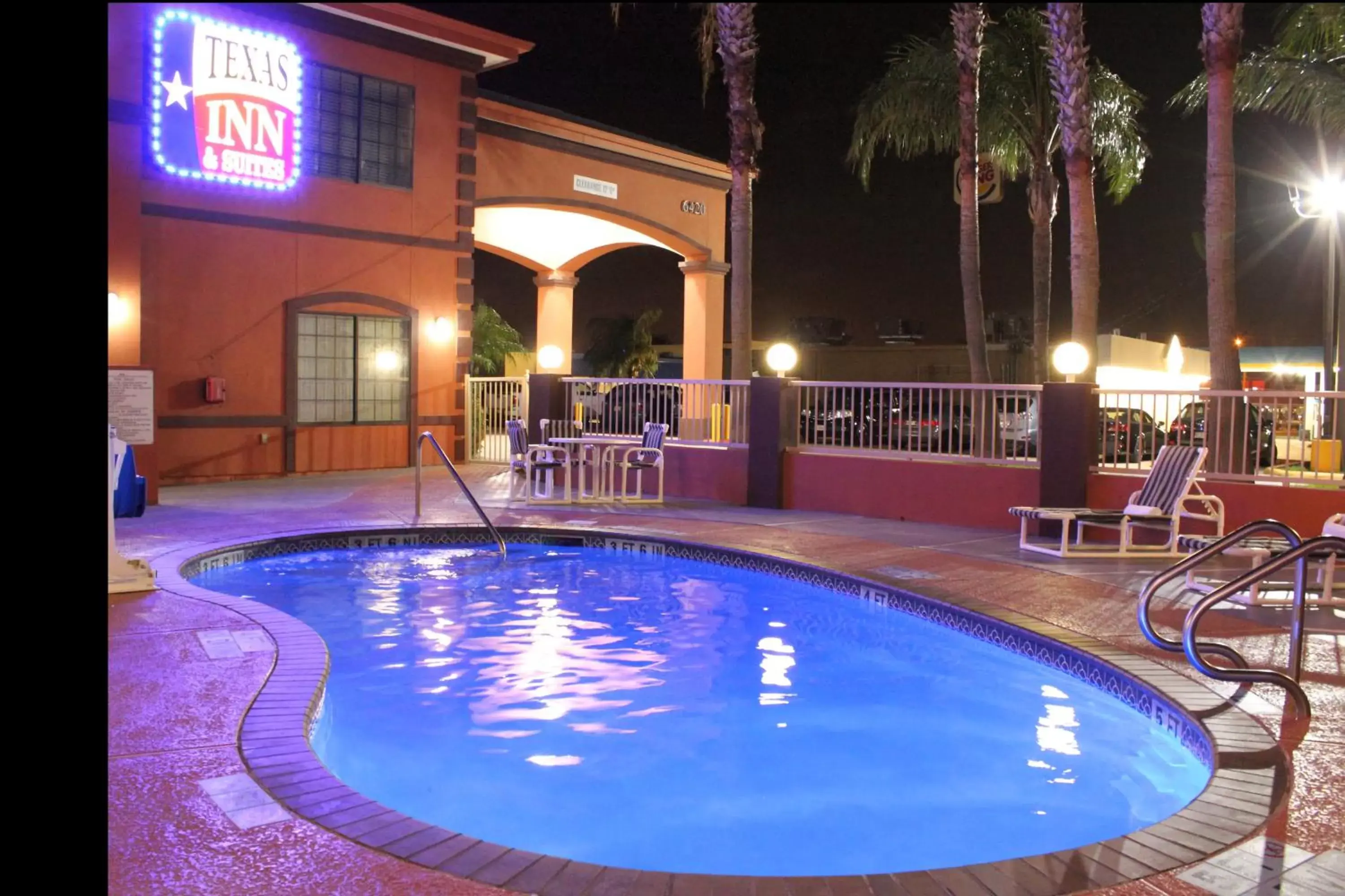 Night, Swimming Pool in Texas Inn & Suites McAllen at La Plaza Mall and Airport