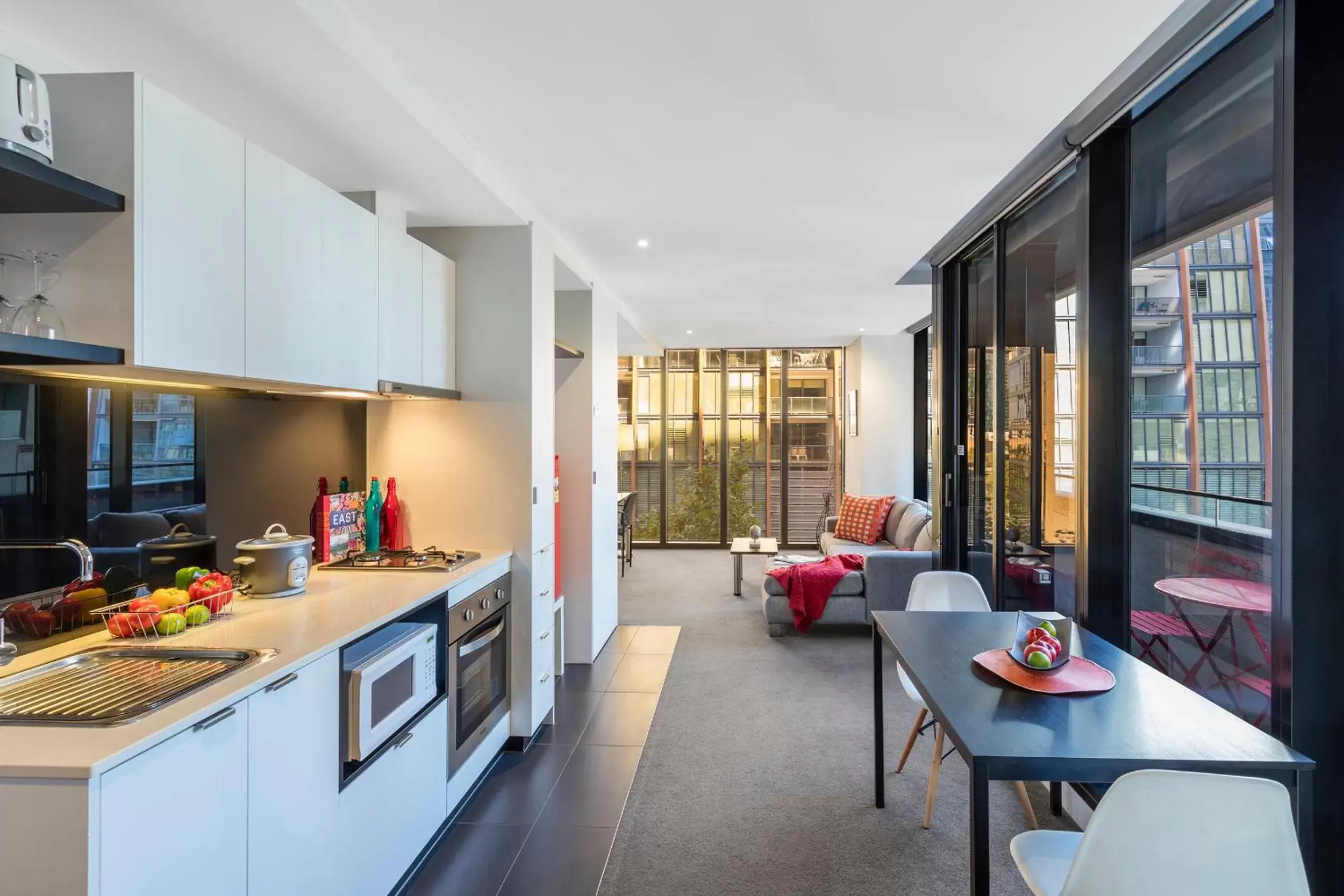 Kitchen or kitchenette, Restaurant/Places to Eat in Aura on Flinders Serviced Apartments