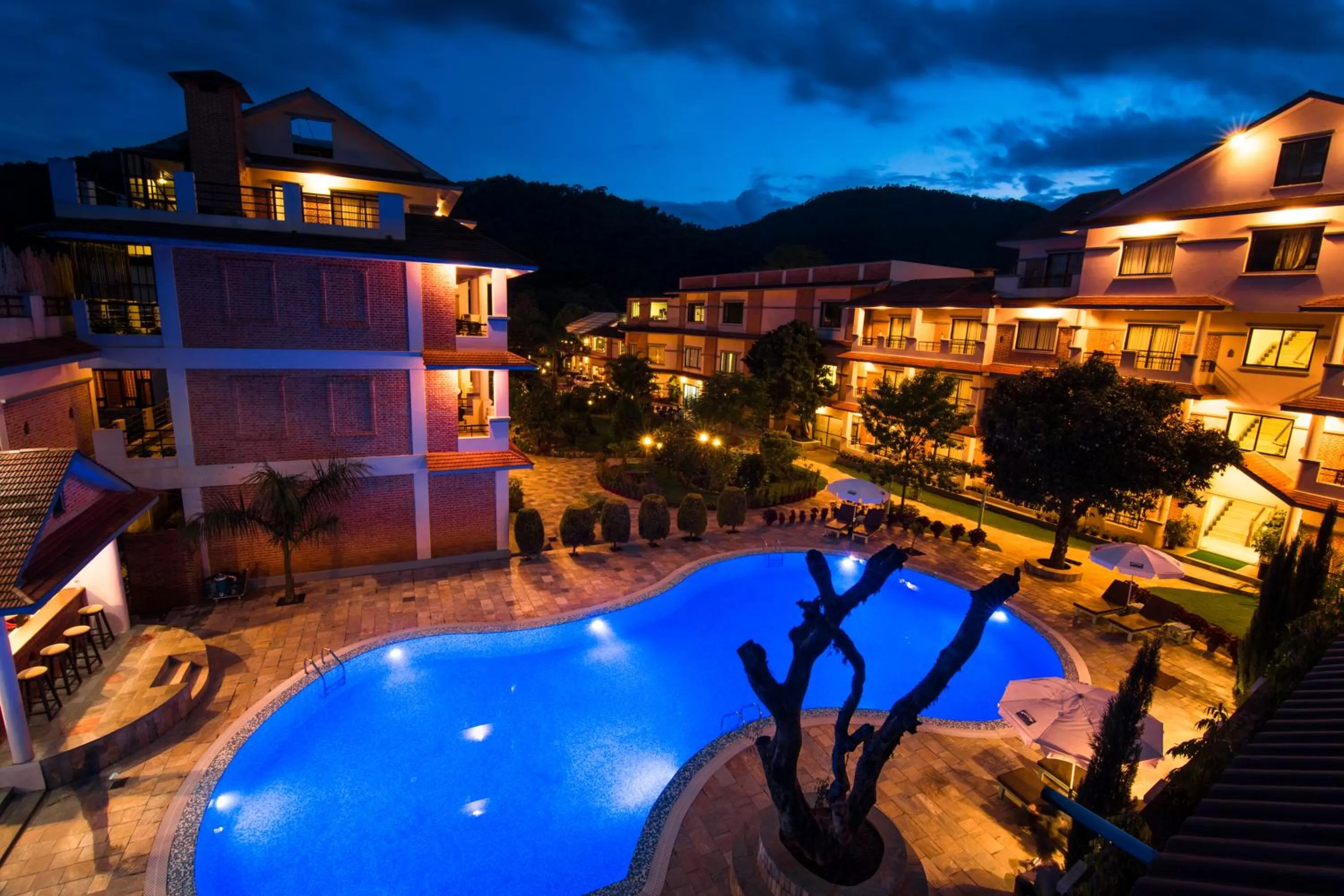 Night, Pool View in Mount Kailash Resort