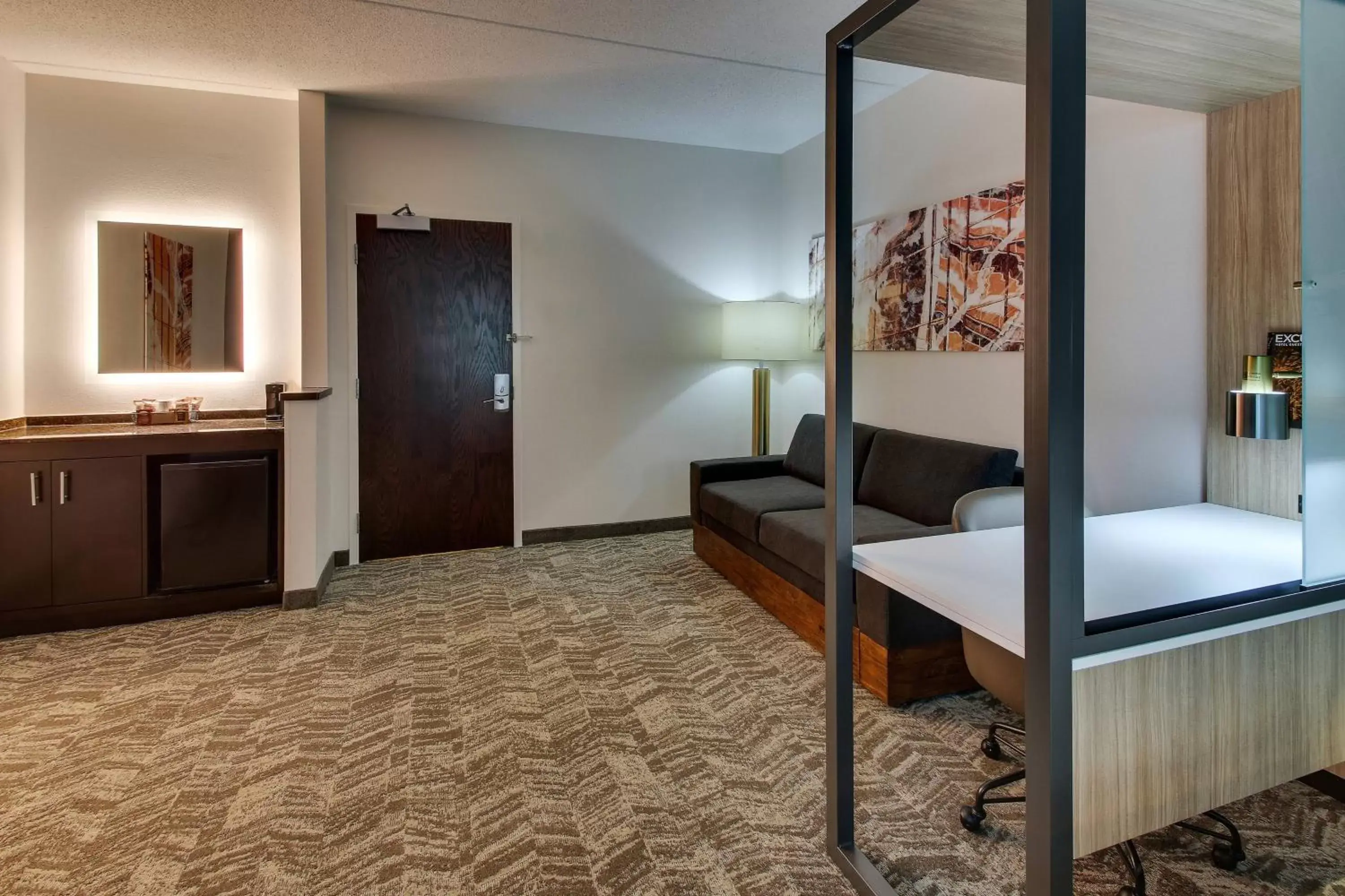 Living room, Bed in SpringHill Suites by Marriott Birmingham Downtown at UAB