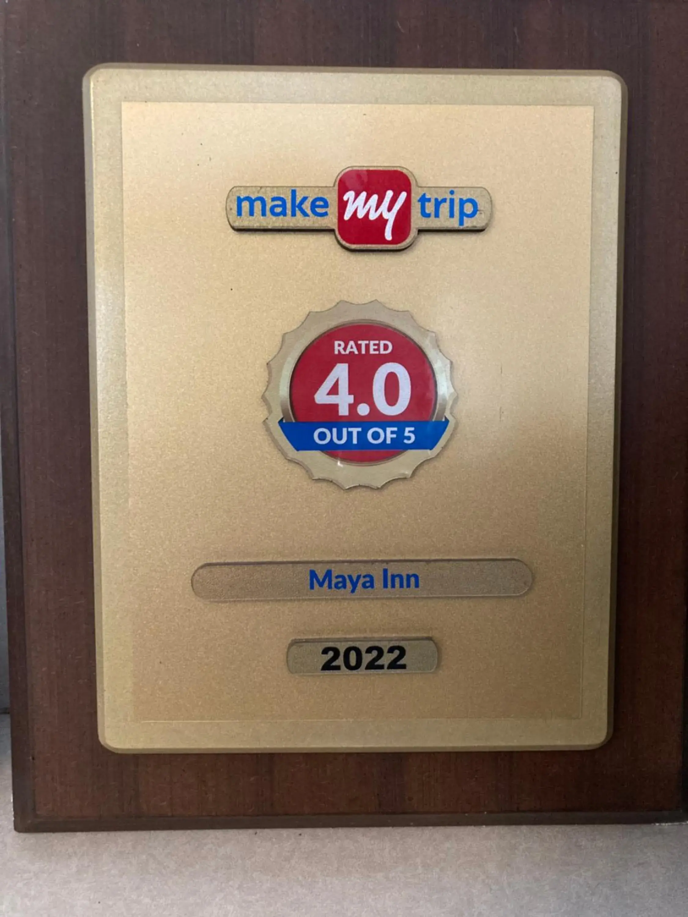 Certificate/Award in Maya Inn