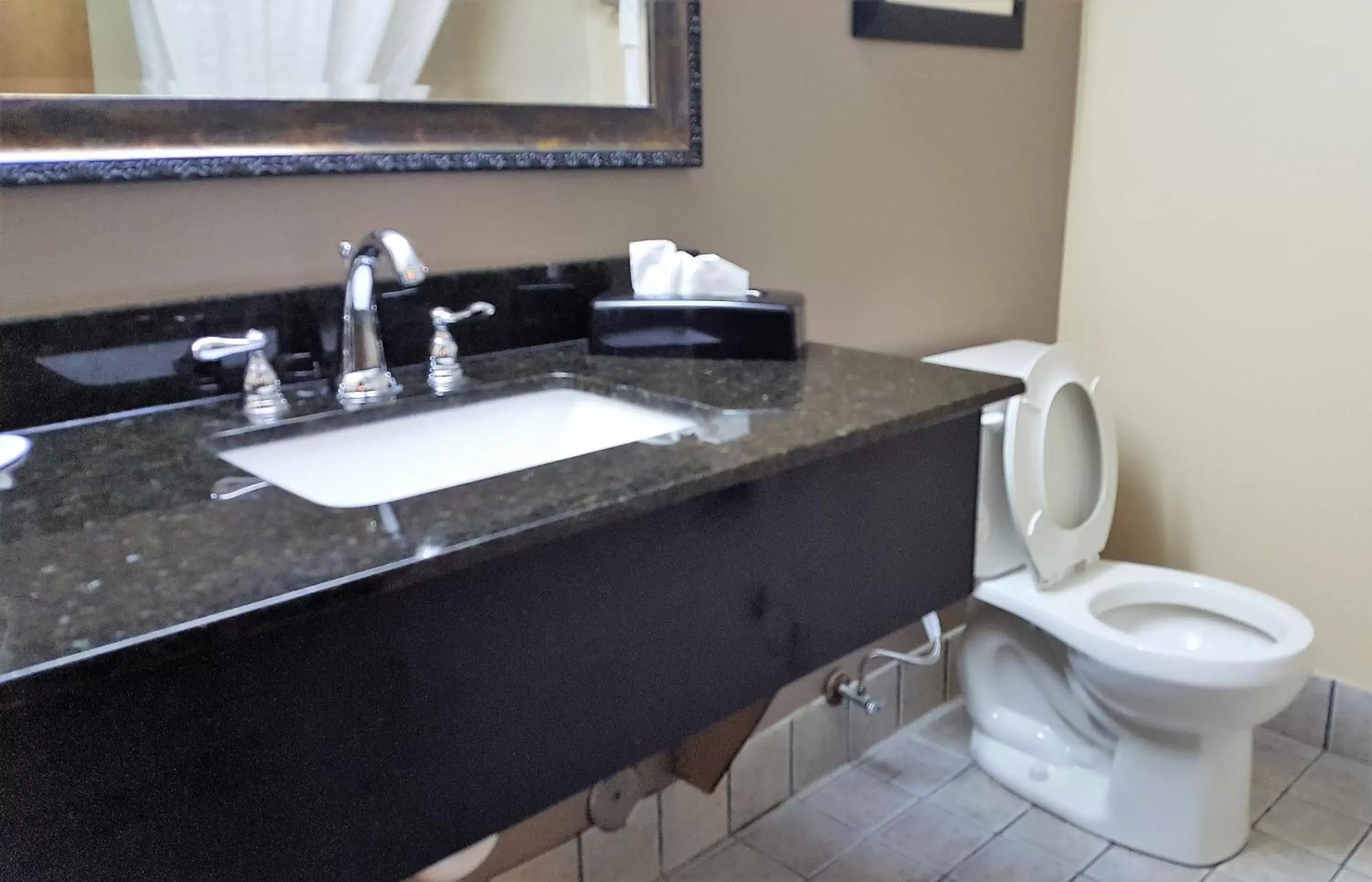 Bathroom in Baymont by Wyndham Belleville Airport Area Free Airport Shuttle