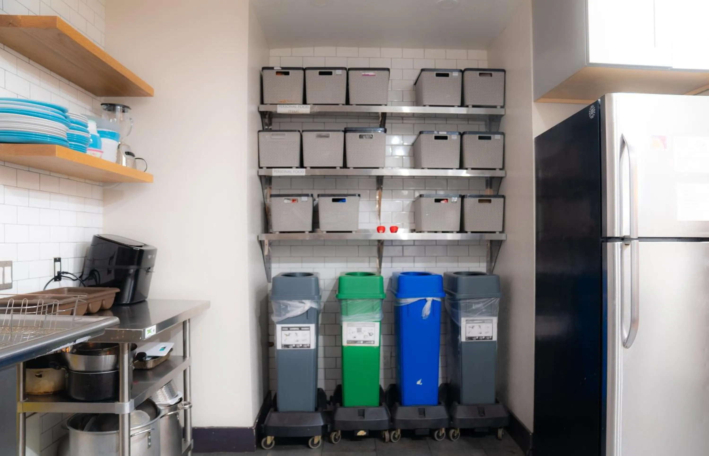 Communal kitchen in Amsterdam Hostel