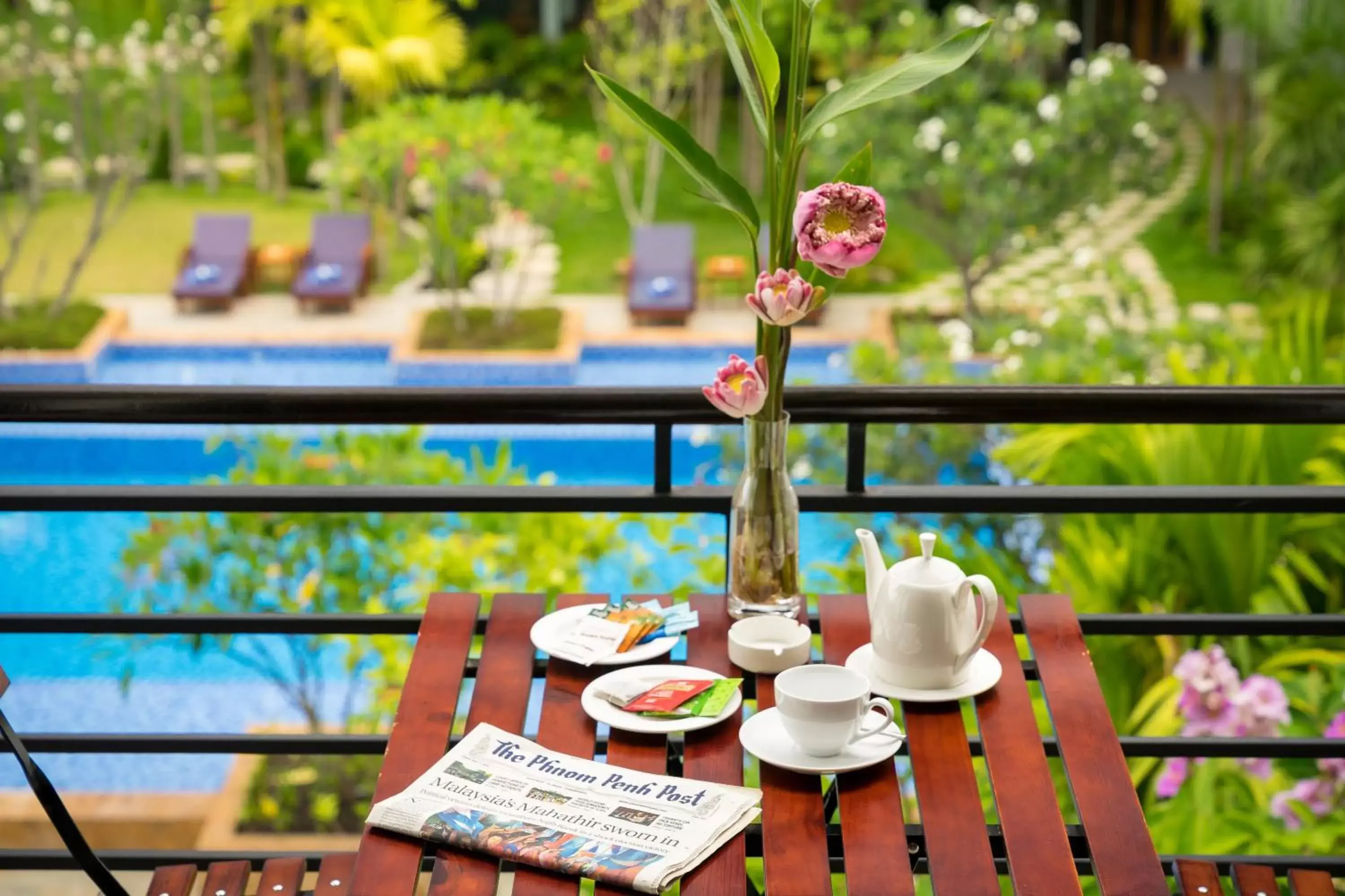 Balcony/Terrace, Pool View in Koulen Hotel