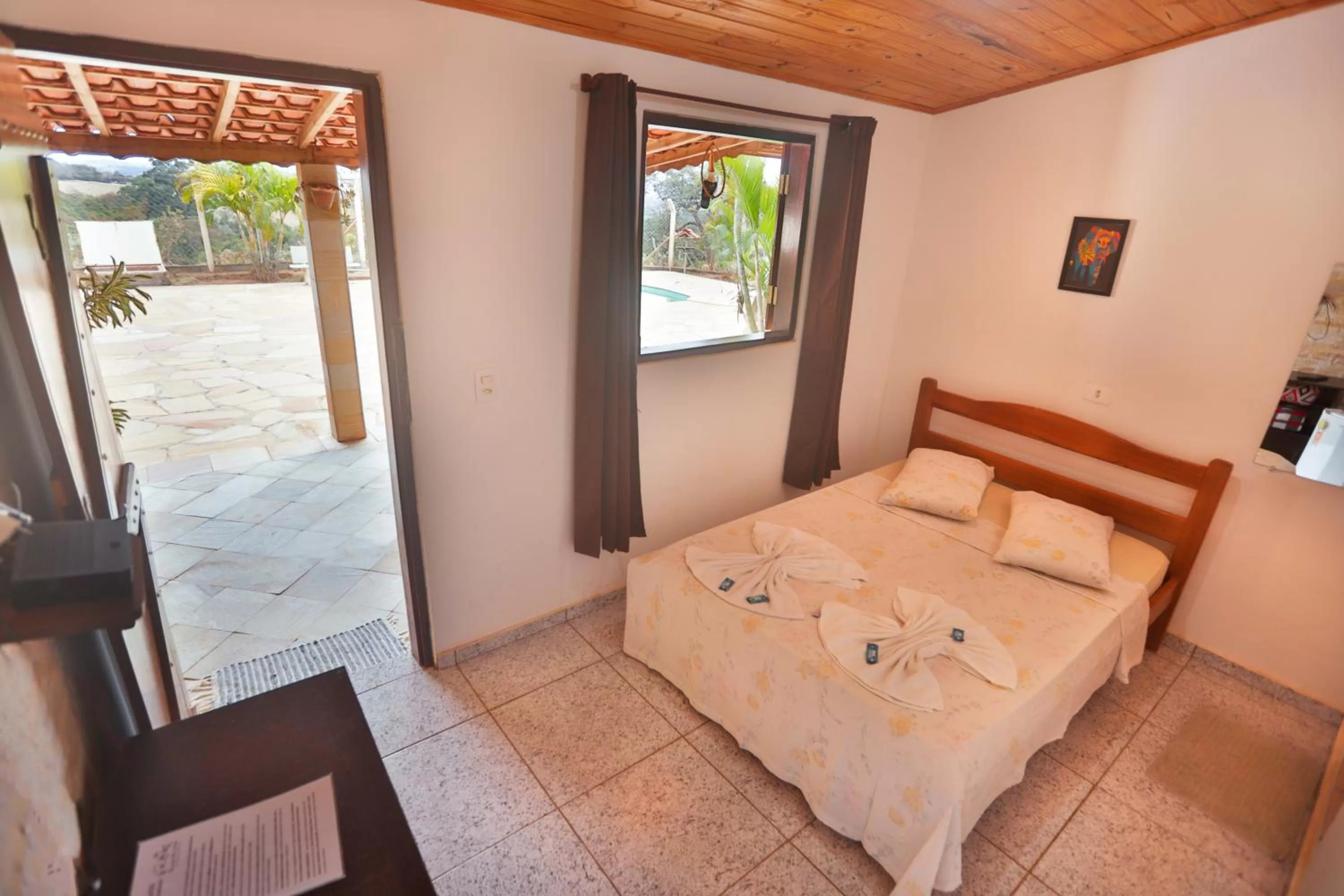 Bed in Pousada e Chales Por do Sol