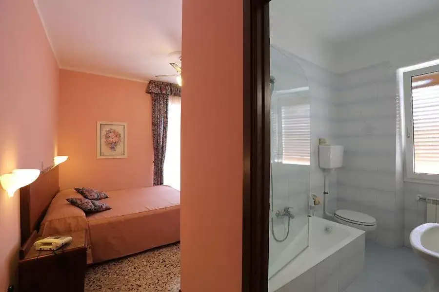 Bed, Bathroom in Hotel Bergamo Mare Mhotelsgroup