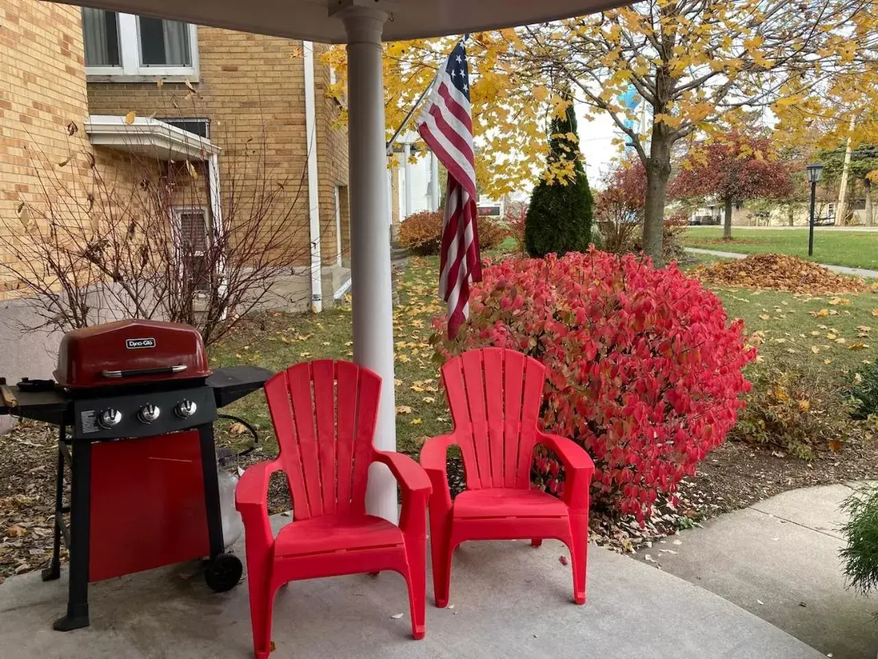 Patio in Garden Grove Retreat & Lodging near Pictured Rocks, Fayette, Trails