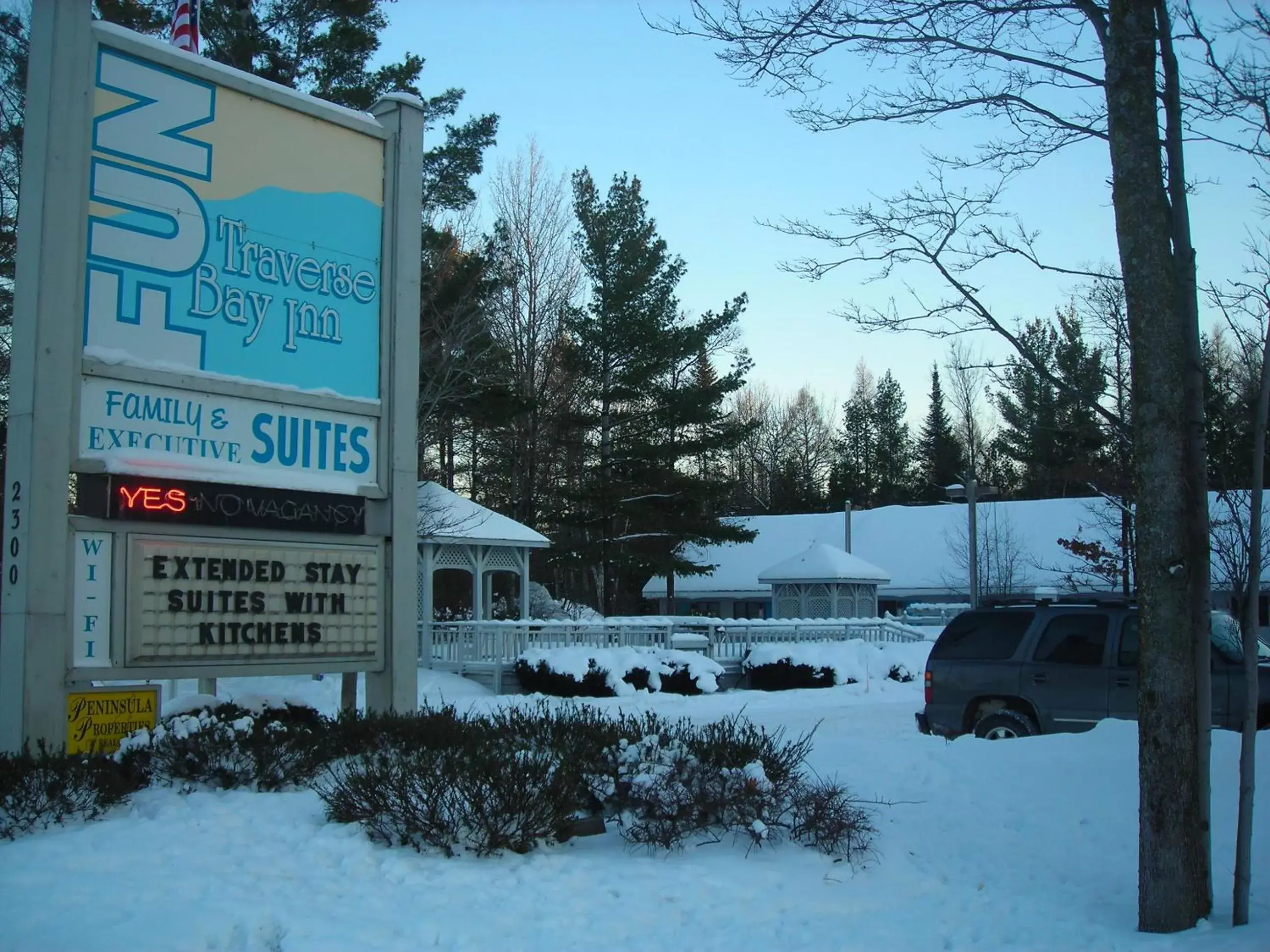 Facade/entrance, Winter in Traverse Bay Inn