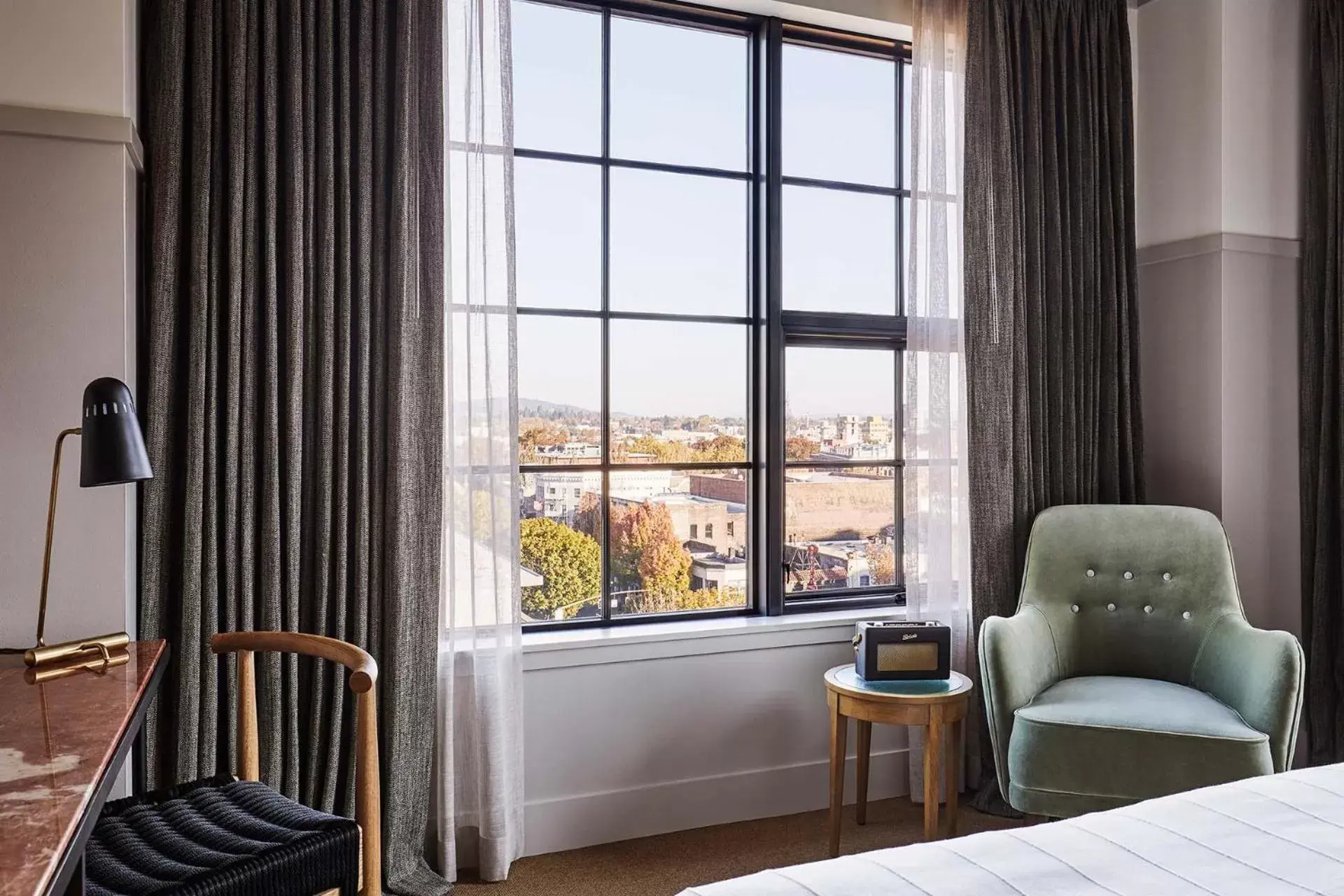 Seating area, Bed in The Hoxton, Portland Seating area, Bed in The Hoxton, Portland