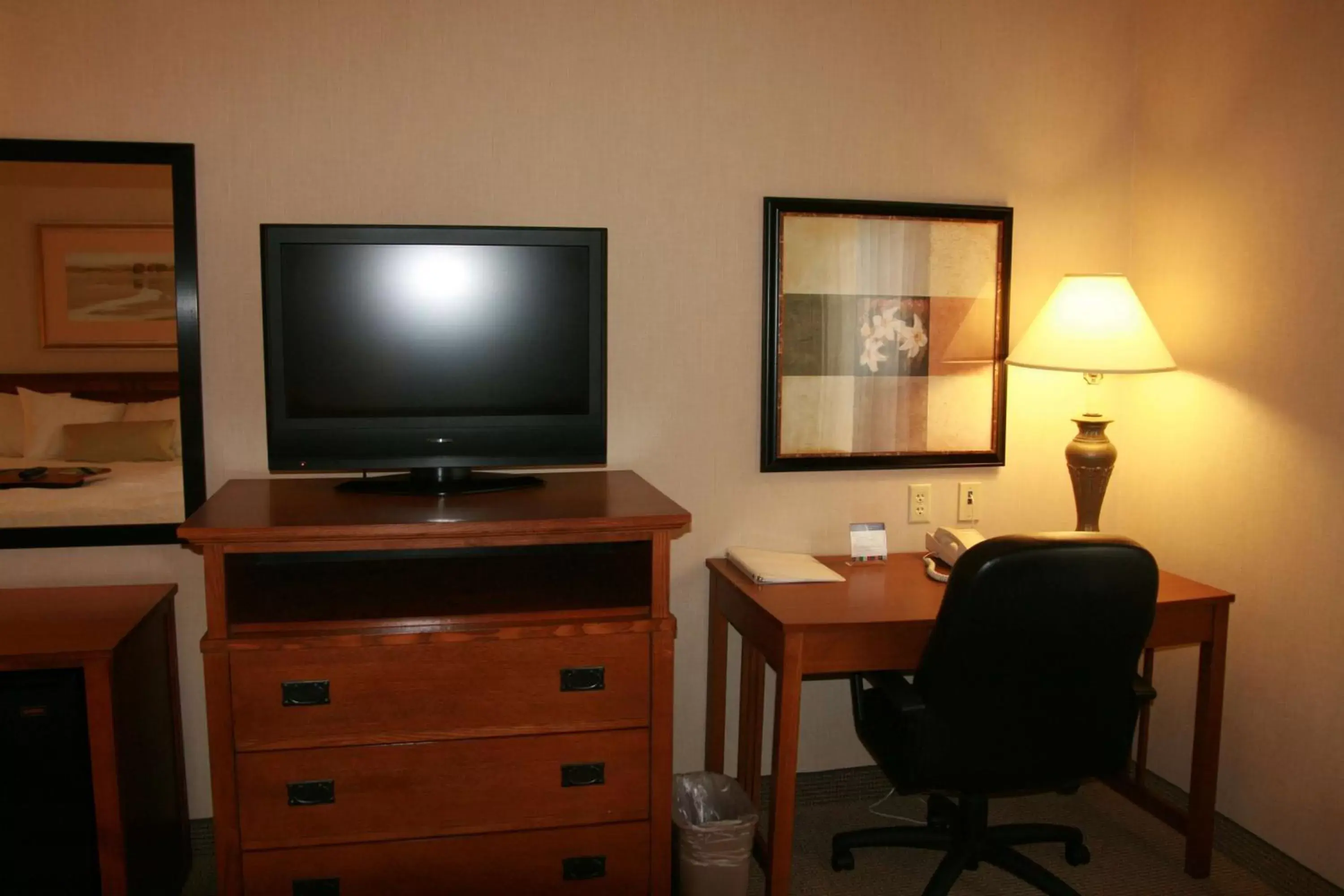 Bed, TV/Entertainment Center in Hampton Inn Bloomsburg