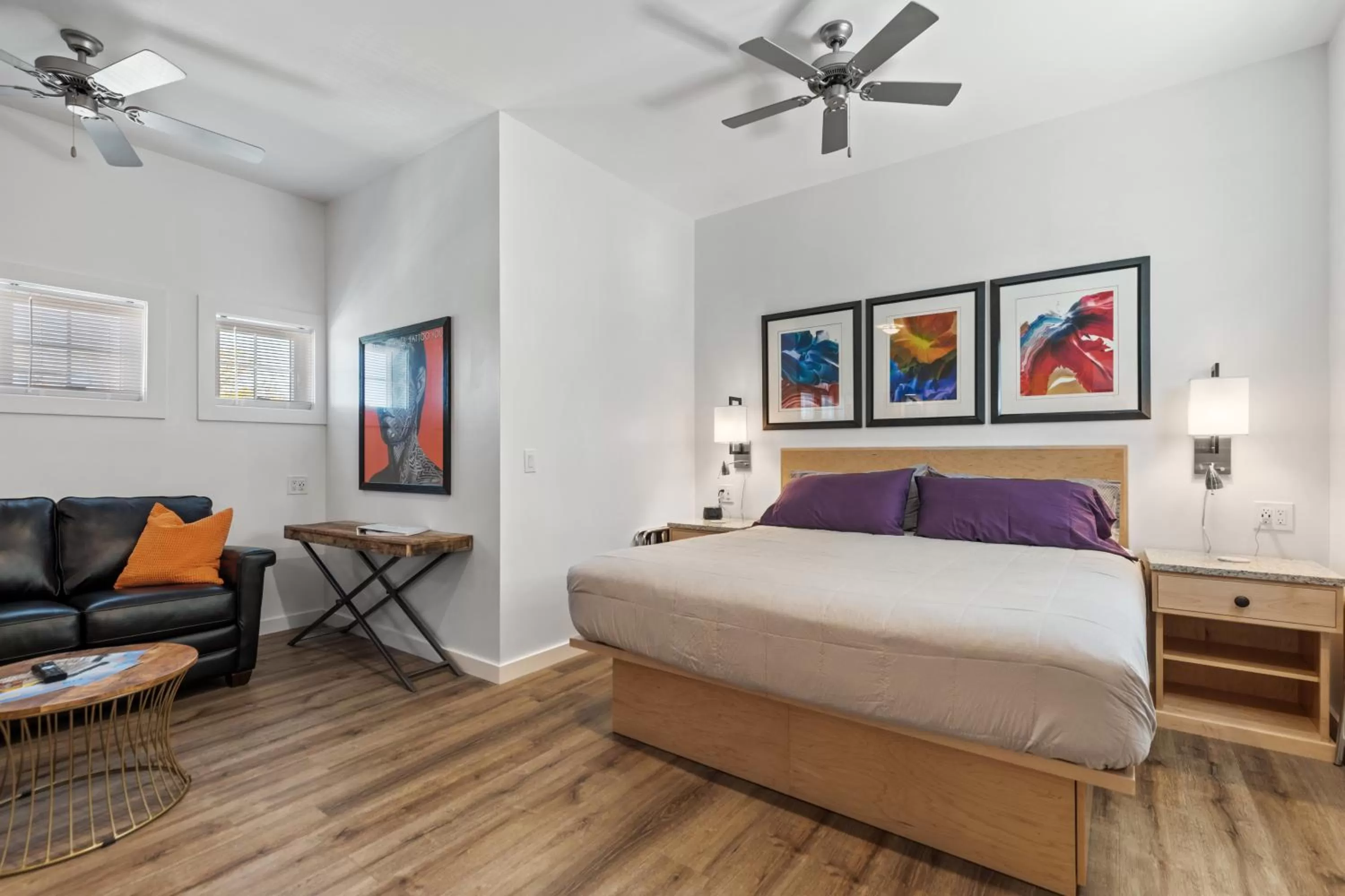 Bed in Hotel Folly with Marsh and Sunset Views