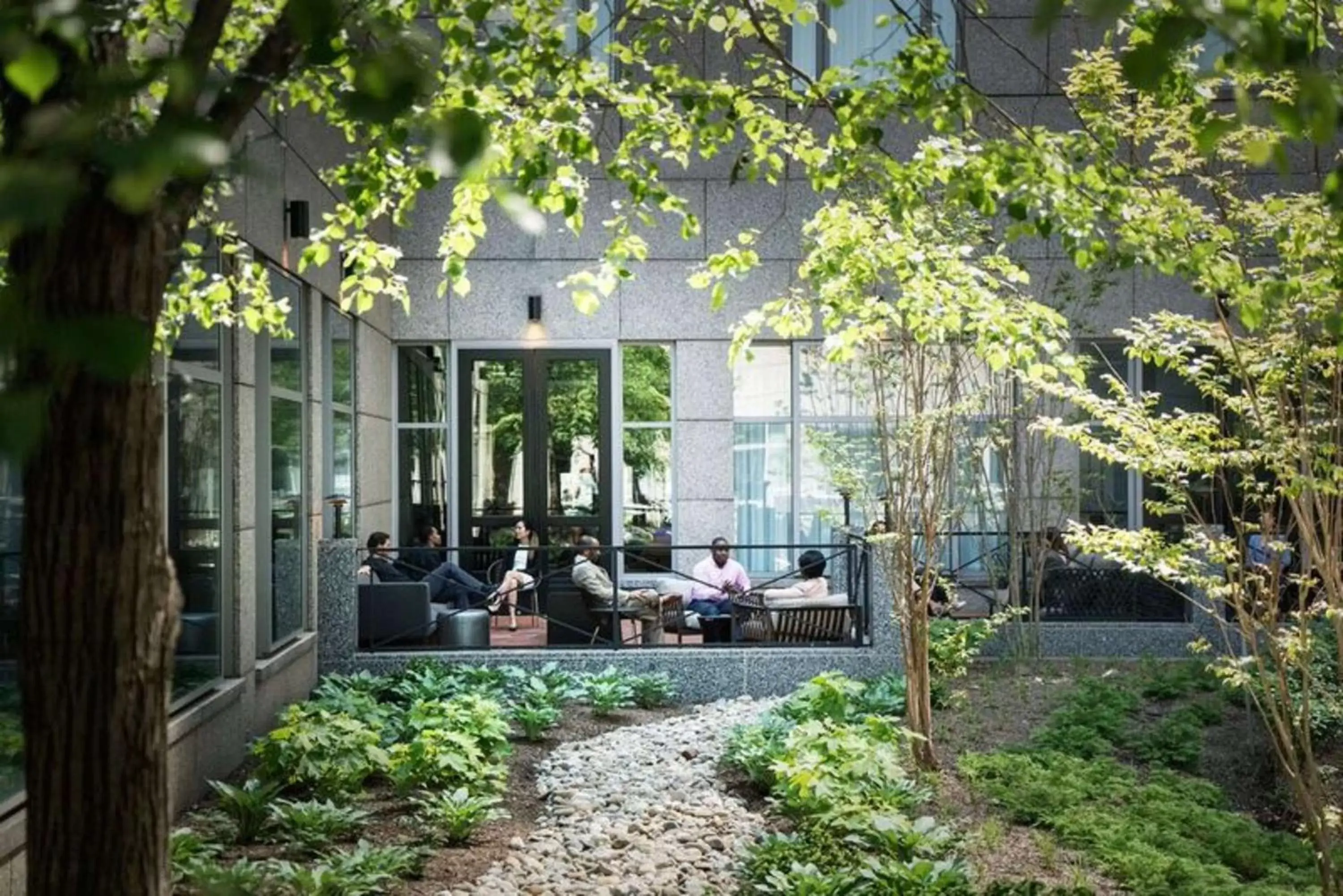 Inner courtyard view in The Logan Philadelphia, Curio Collection by Hilton