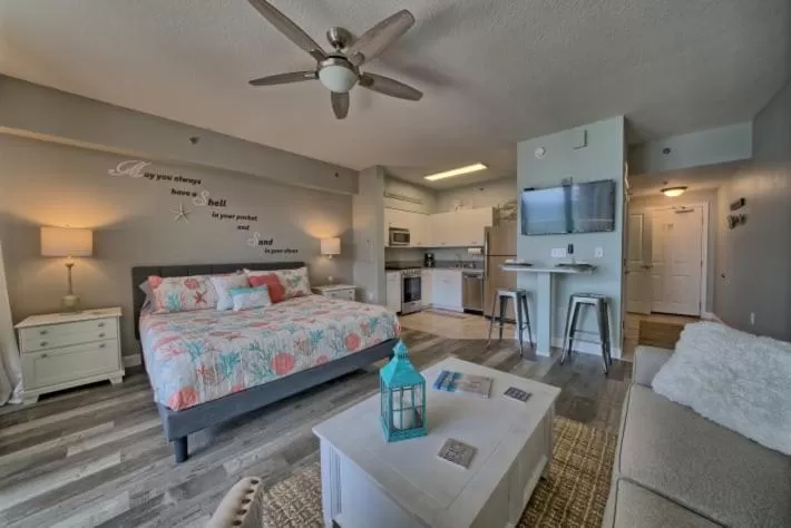 Bed in Deluxe Beachfront Studio, Shores of Panama, Oceanviews and Updated