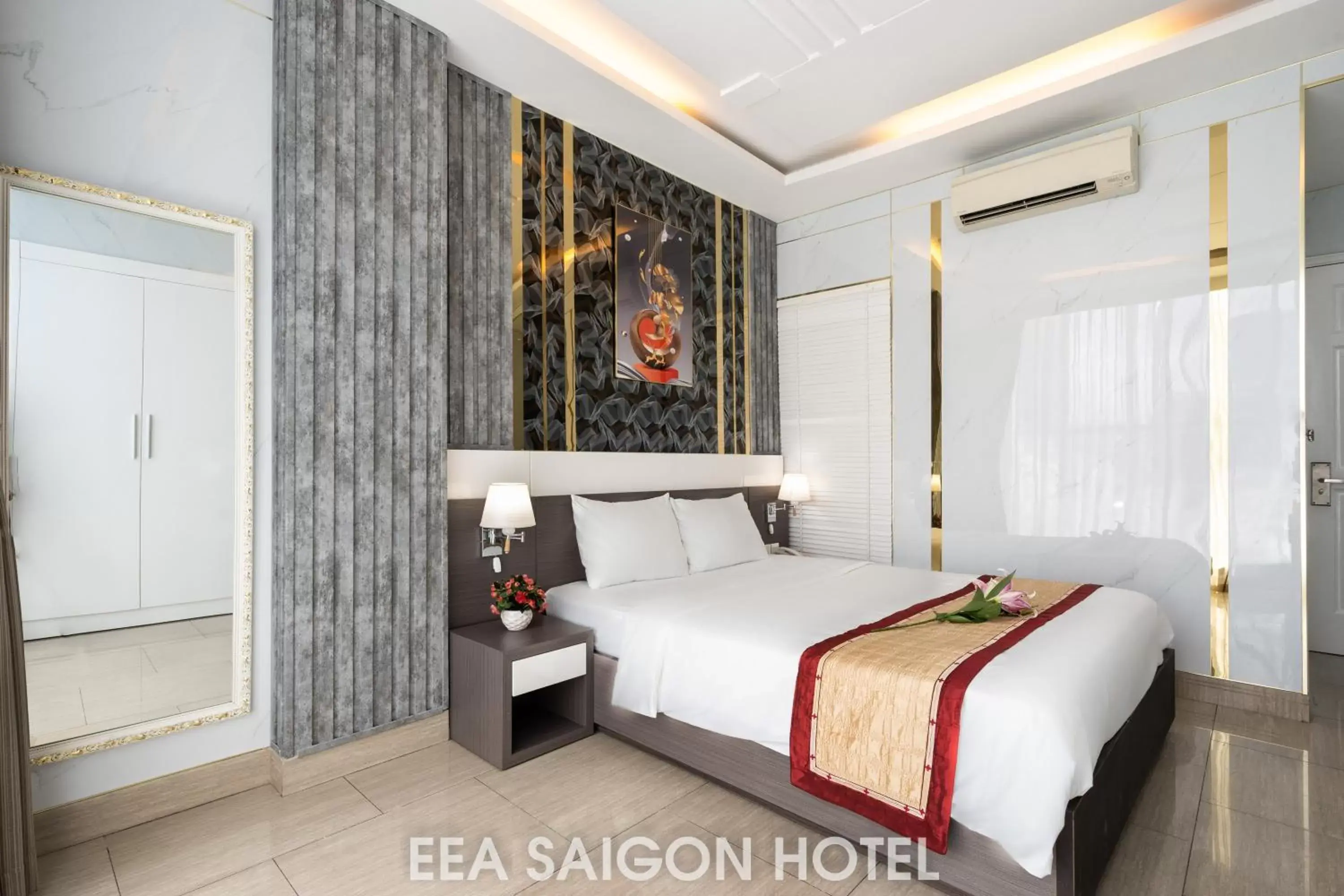 Bed in EEA Central Saigon Hotel