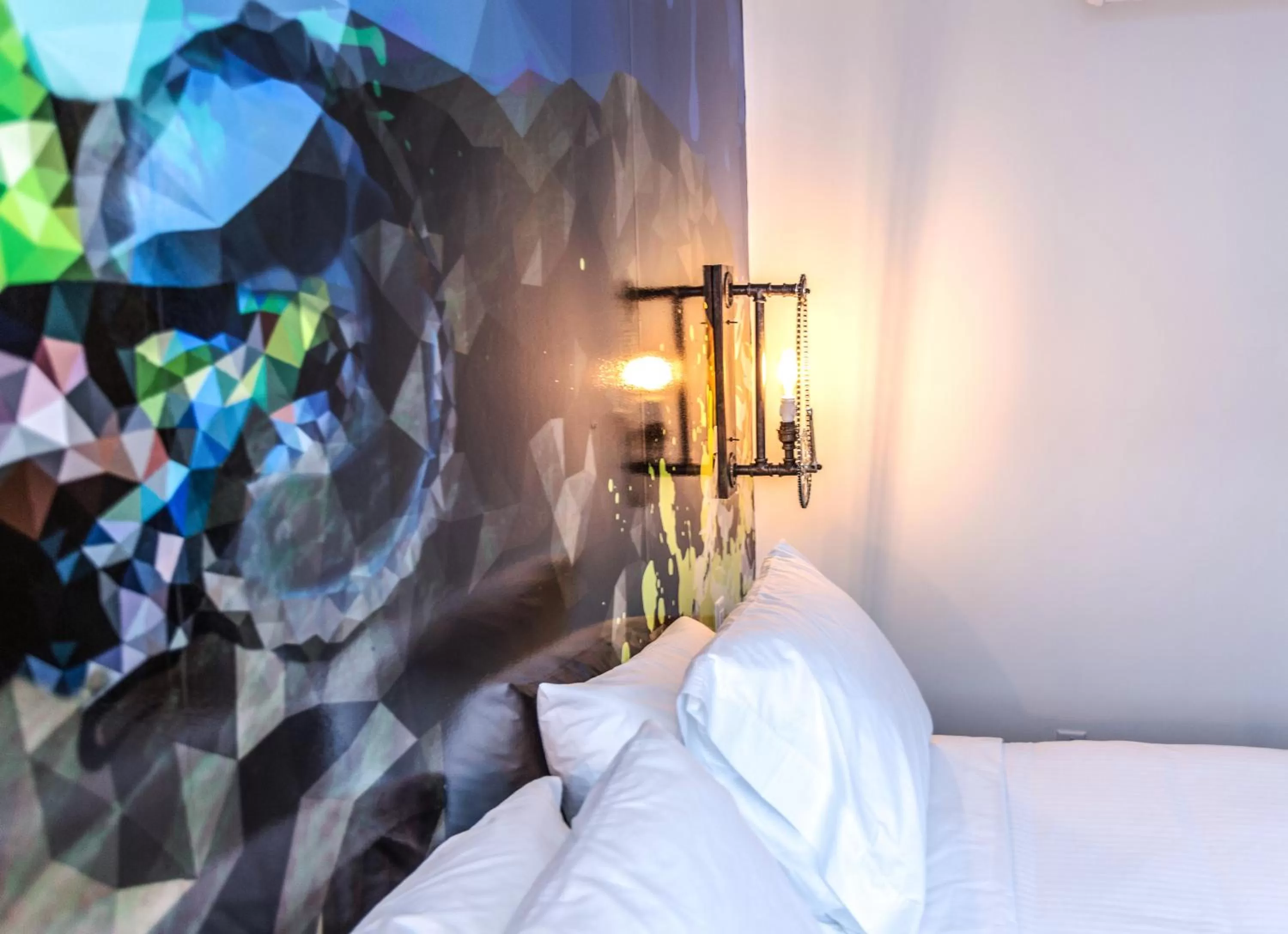 Decorative detail, Bed in Crash Hotel Squamish