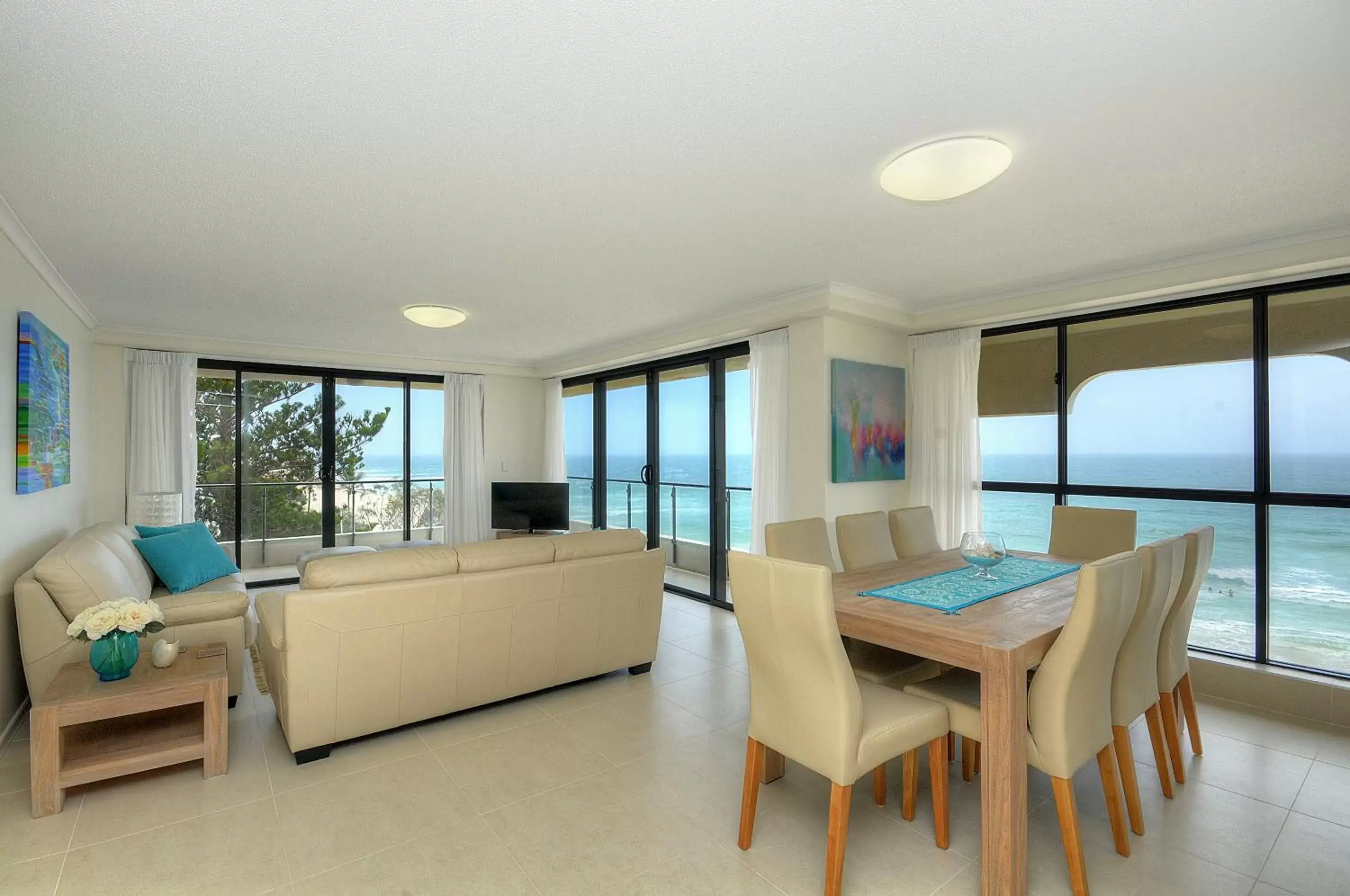 Living room, Dining Area in Spindrift on the Beach - Absolute Beachfront