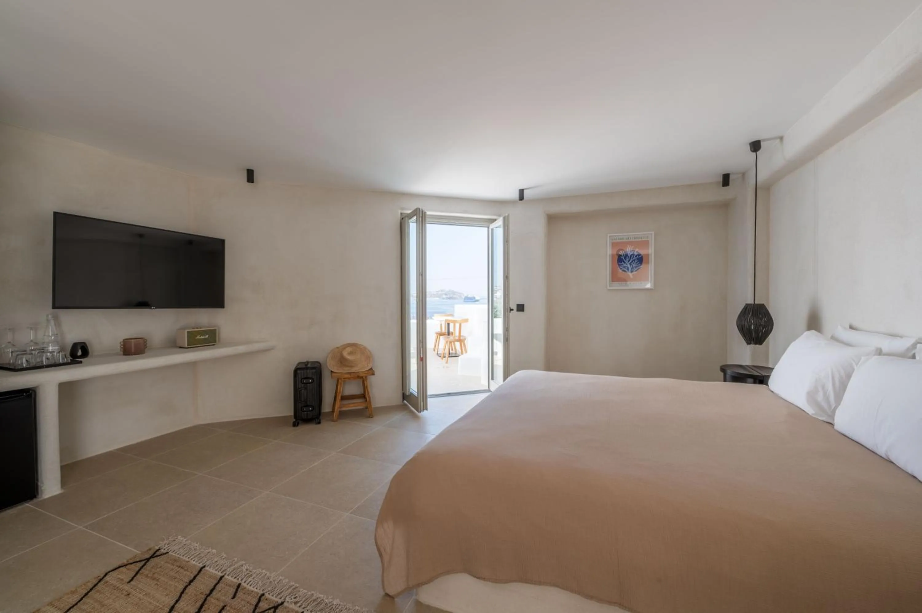 Bed in Rocabella Mykonos Hotel